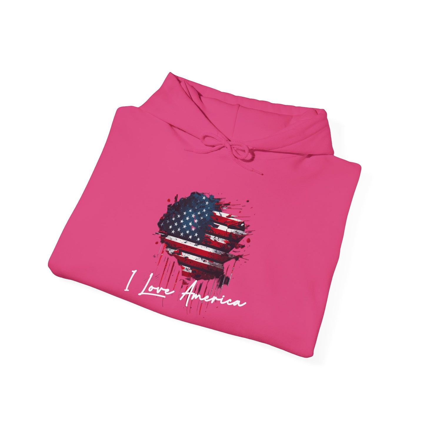 I Love America Heart Flag Unisex Hoodie Sweatshirt