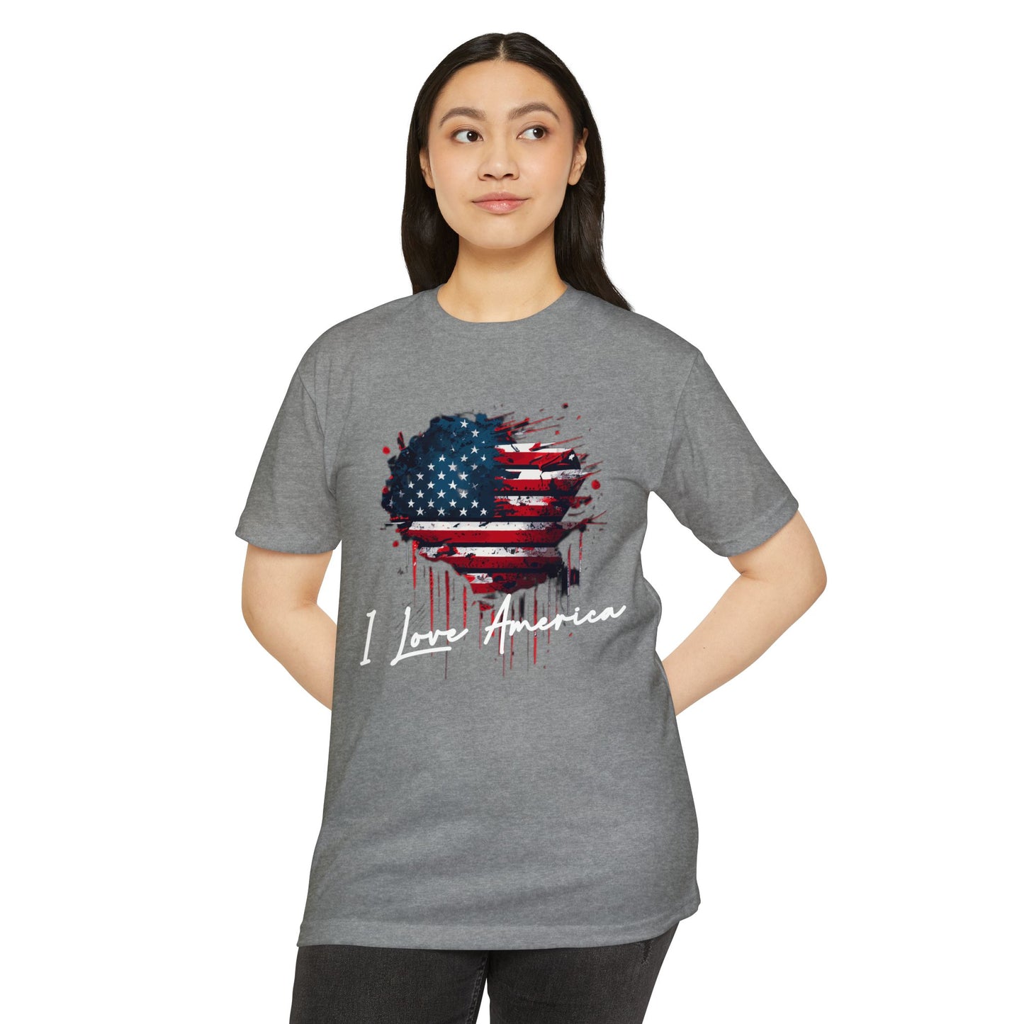 I Love America Heart Flag Unisex T-Shirt