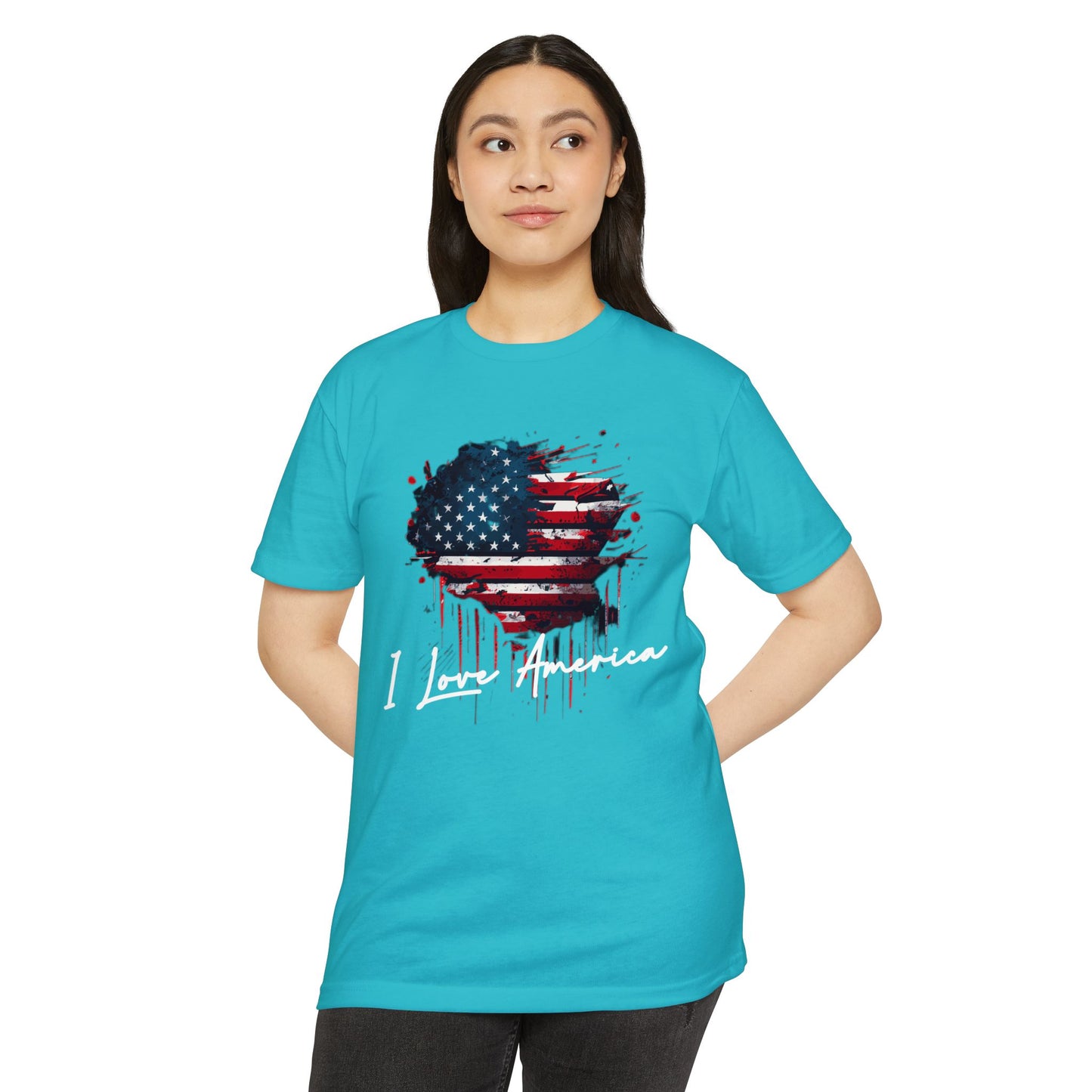 I Love America Heart Flag Unisex T-Shirt