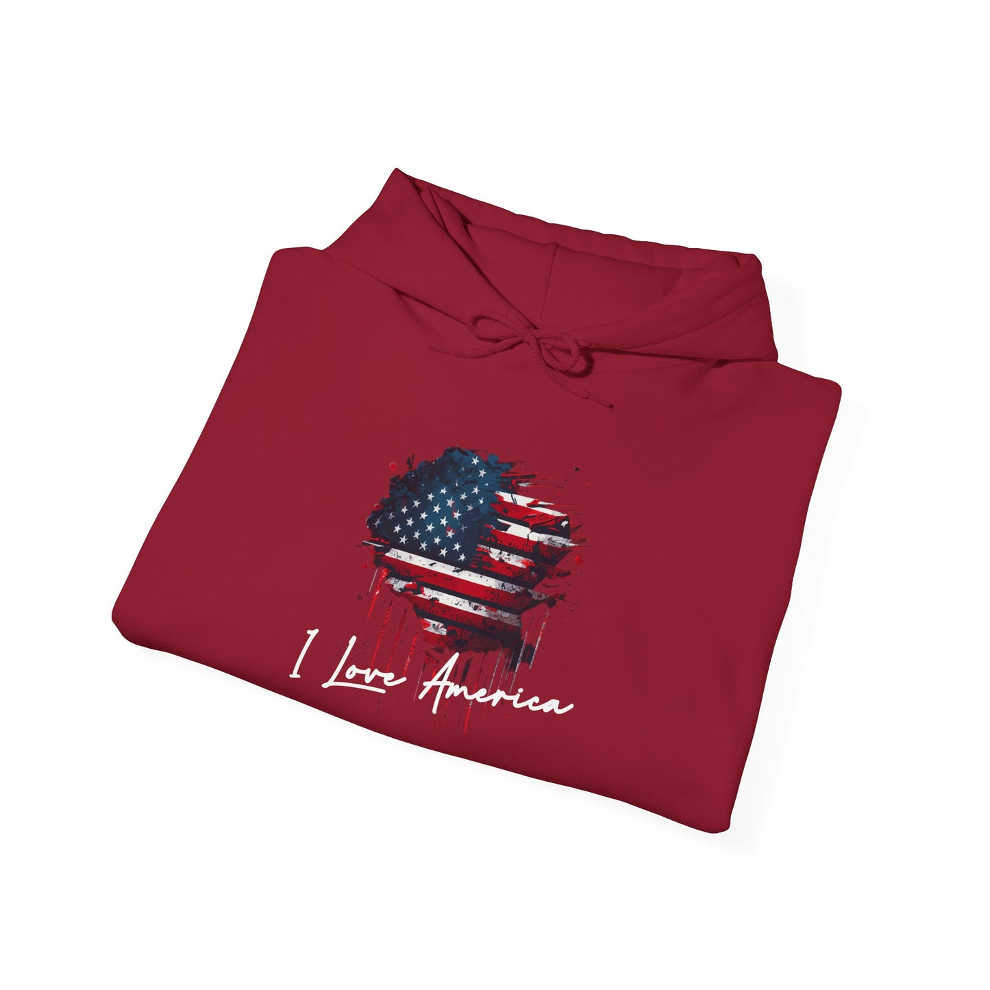 I Love America Heart Flag Unisex Hoodie Sweatshirt