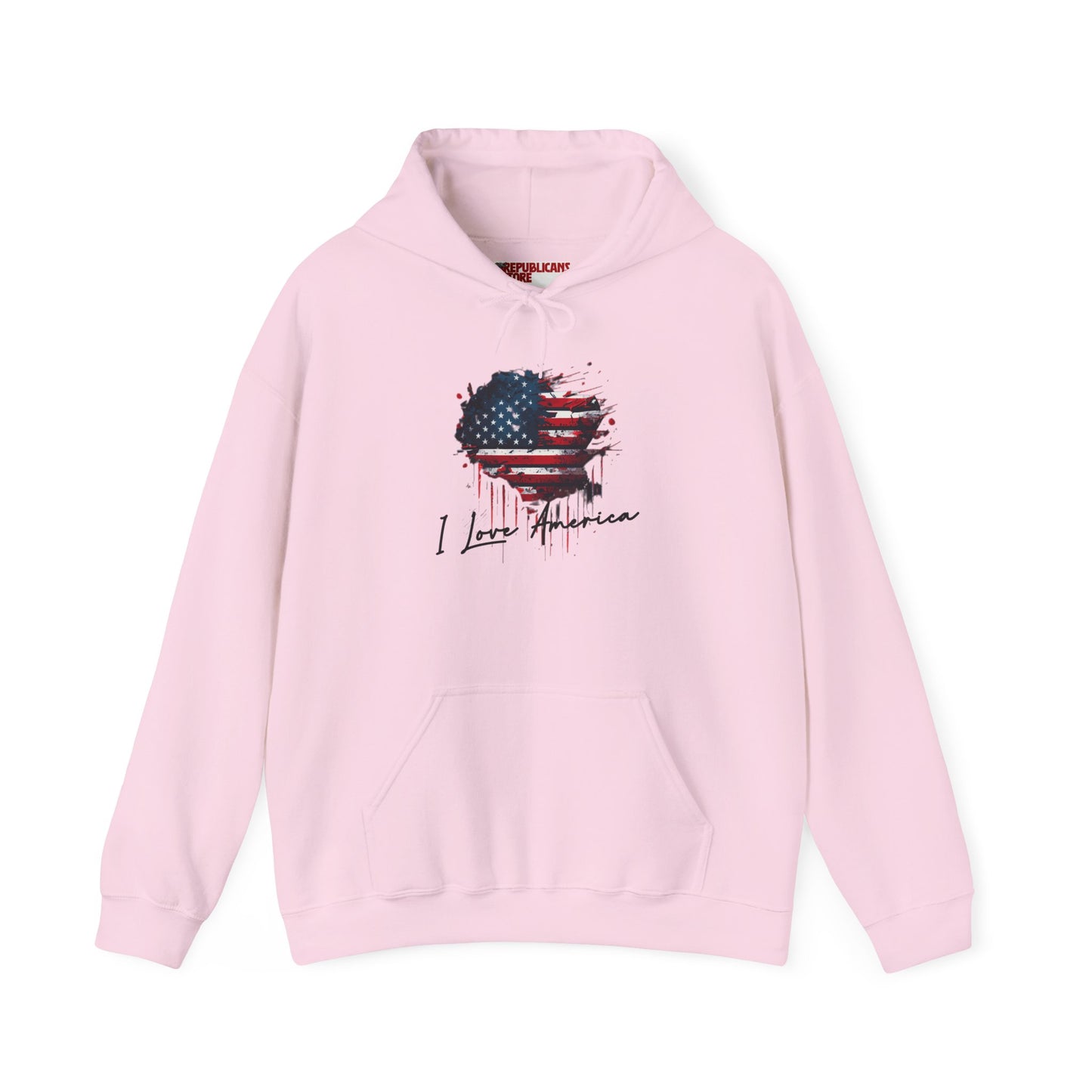 I Love America Heart Flag Unisex Hoodie Sweatshirt