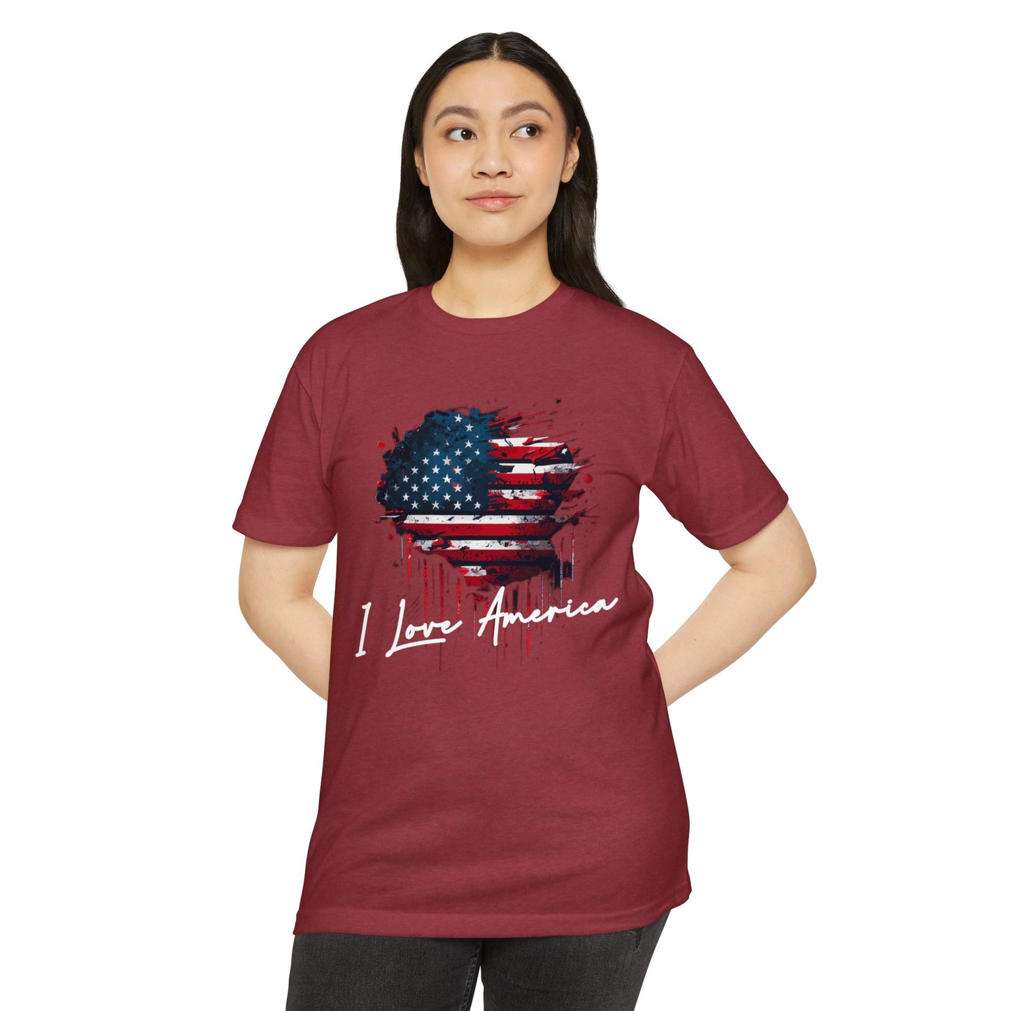 I Love America Heart Flag Unisex T-Shirt