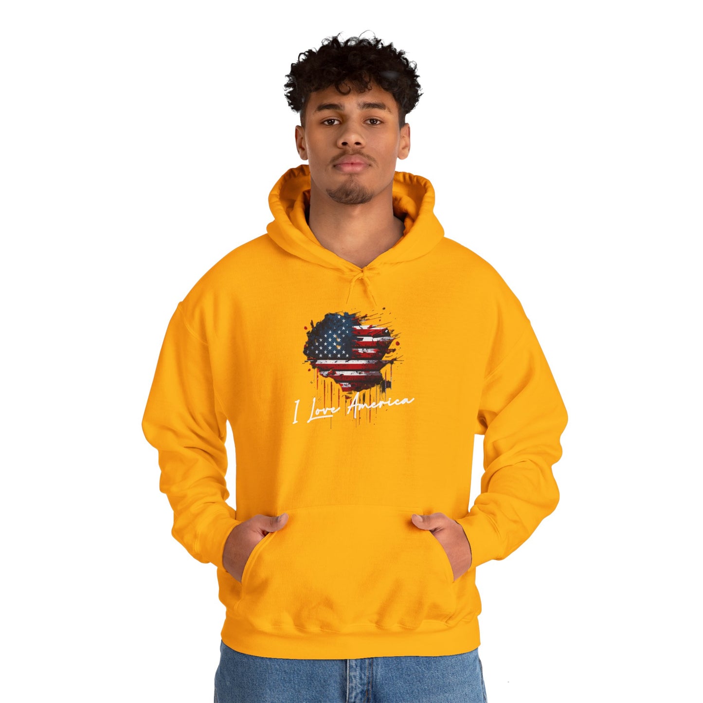 I Love America Heart Flag Unisex Hoodie Sweatshirt