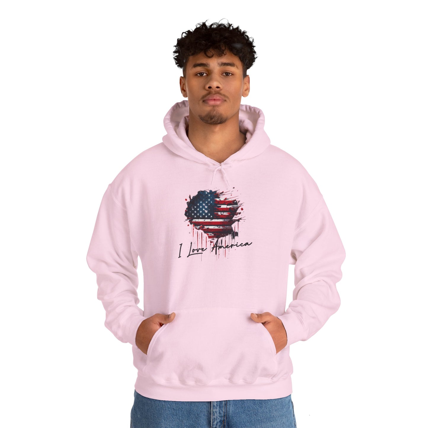 I Love America Heart Flag Unisex Hoodie Sweatshirt