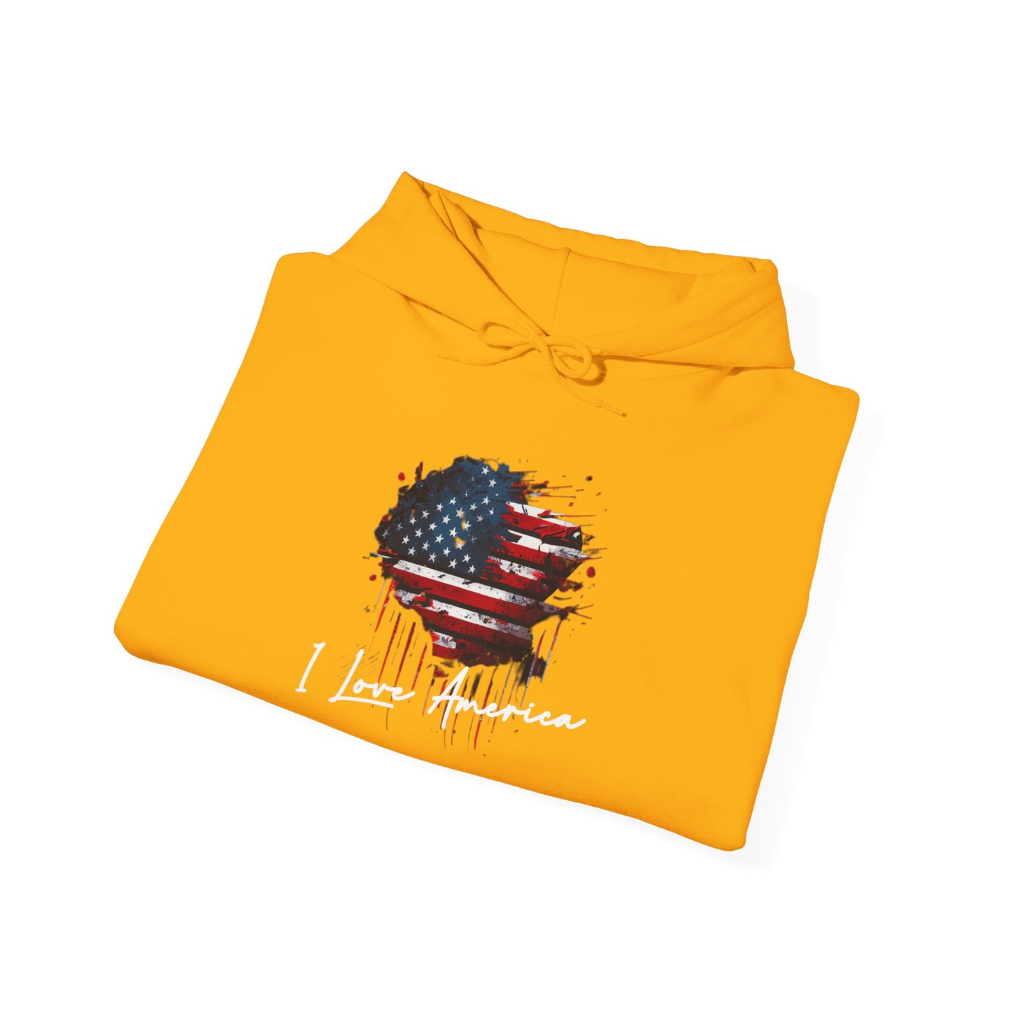 I Love America Heart Flag Unisex Hoodie Sweatshirt