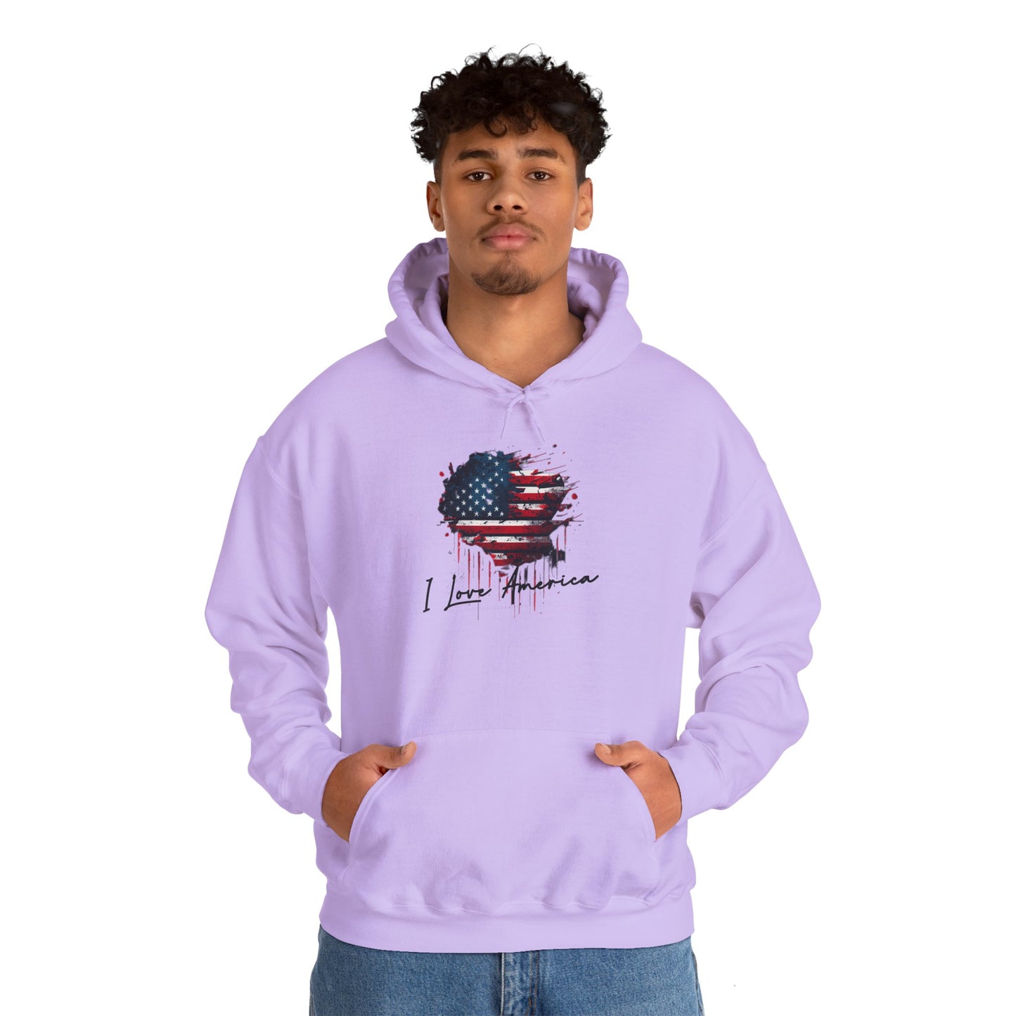 I Love America Heart Flag Unisex Hoodie Sweatshirt