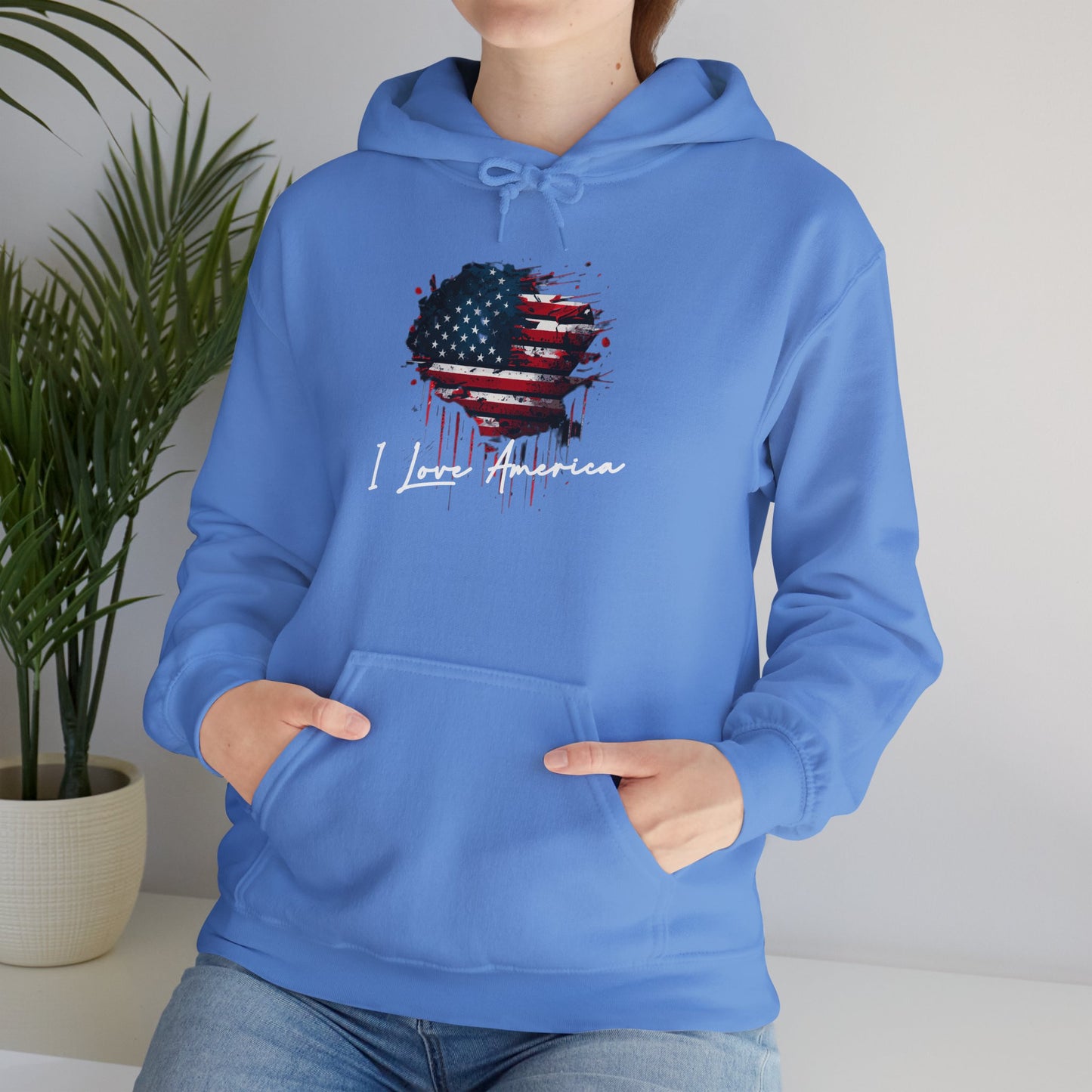 I Love America Heart Flag Unisex Hoodie Sweatshirt
