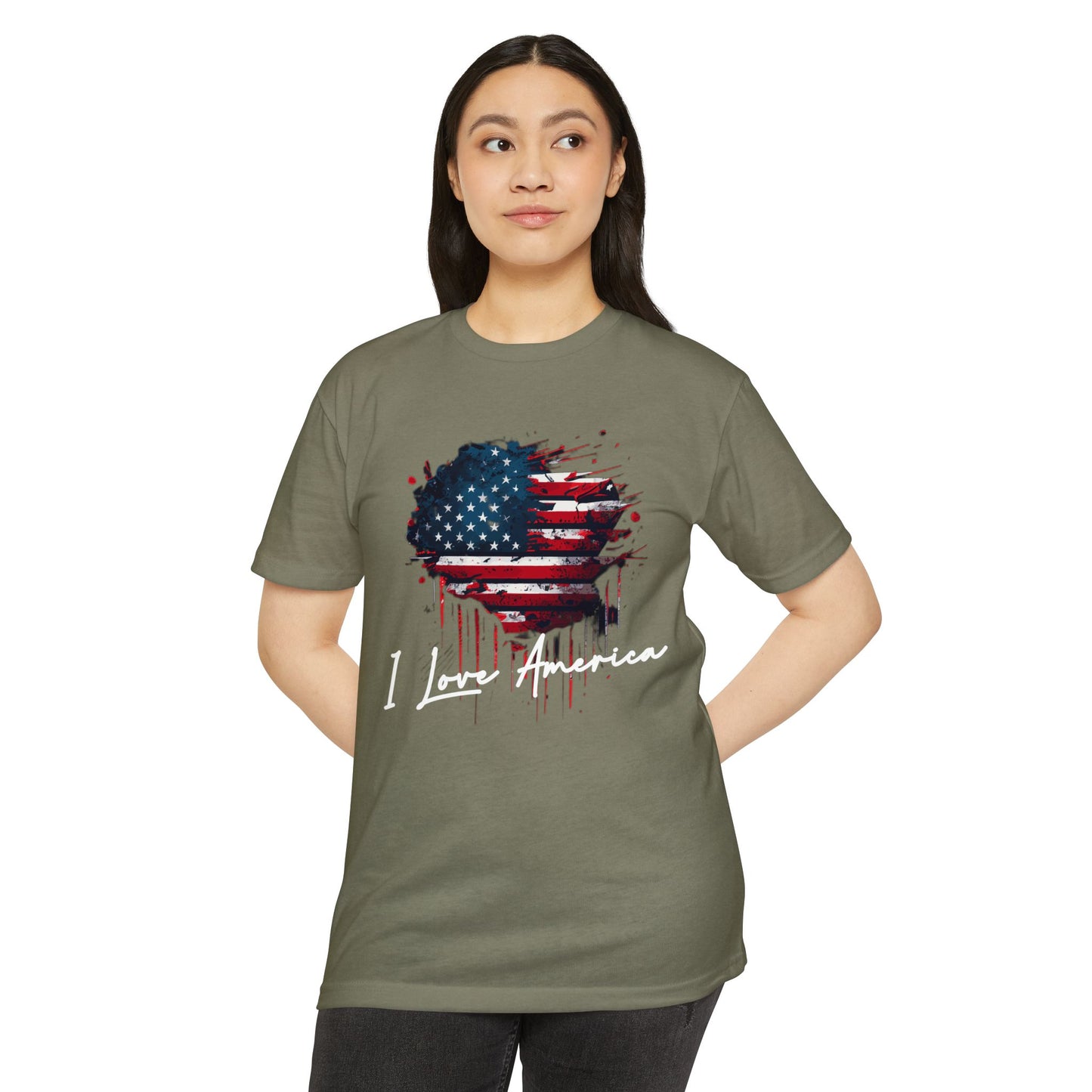 I Love America Heart Flag Unisex T-Shirt