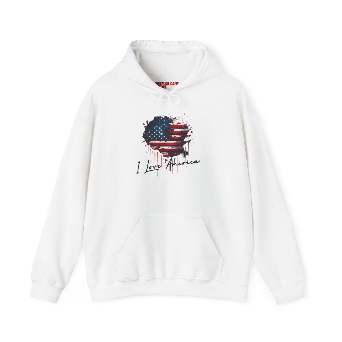 I Love America Heart Flag Unisex Hoodie Sweatshirt