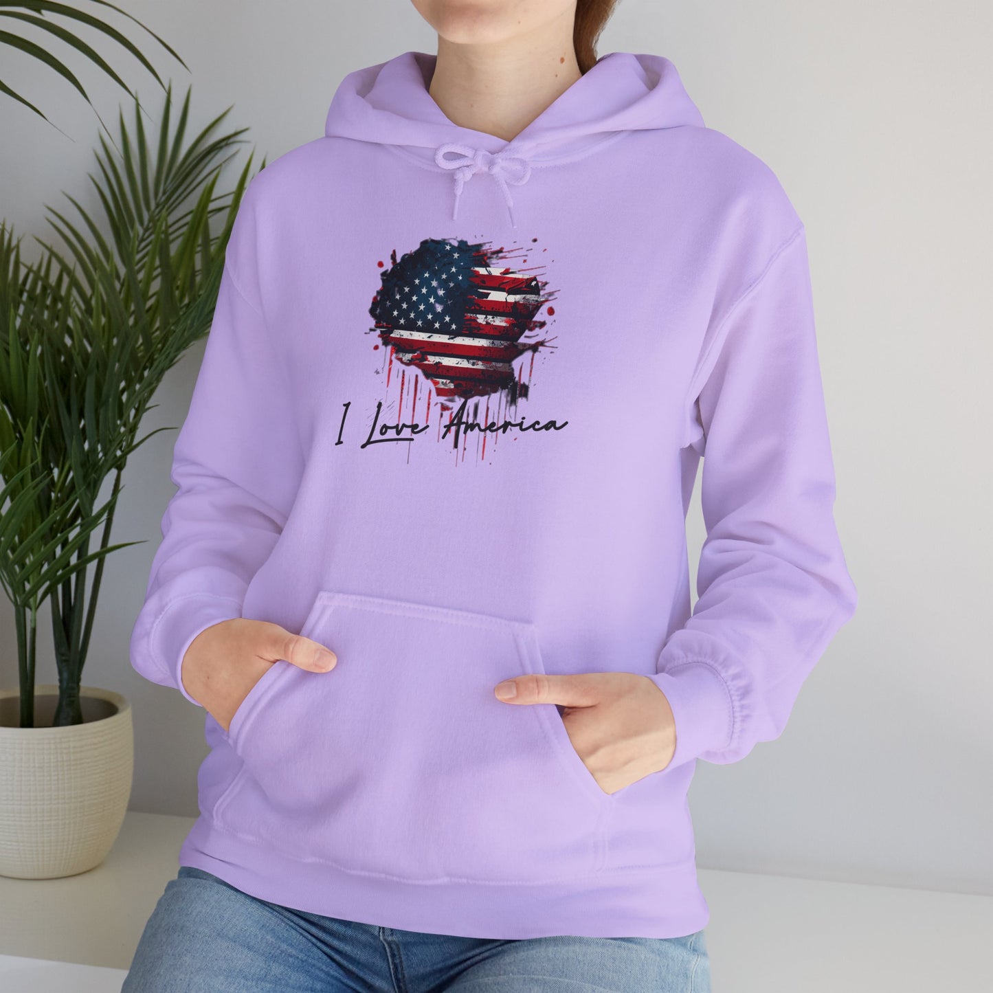 I Love America Heart Flag Unisex Hoodie Sweatshirt