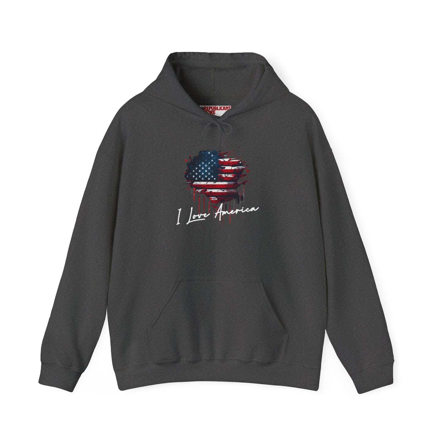I Love America Heart Flag Unisex Hoodie Sweatshirt