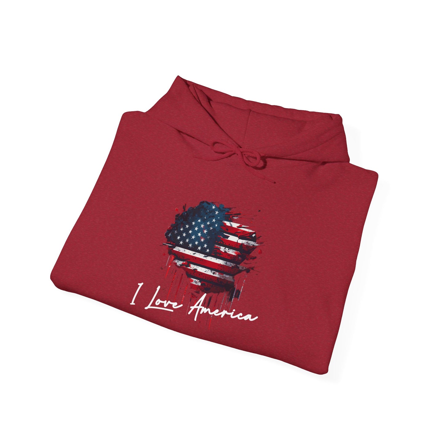 I Love America Heart Flag Unisex Hoodie Sweatshirt
