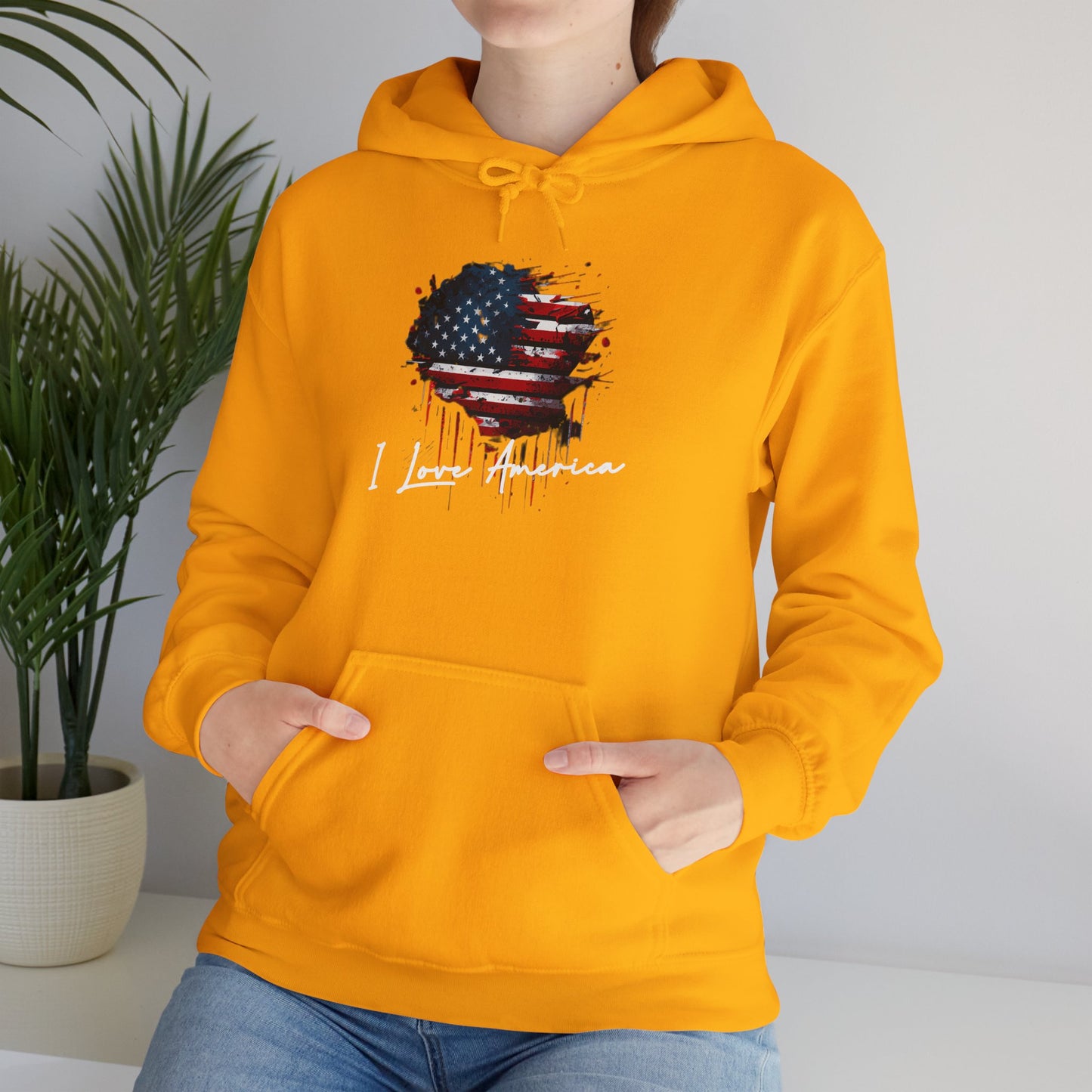 I Love America Heart Flag Unisex Hoodie Sweatshirt