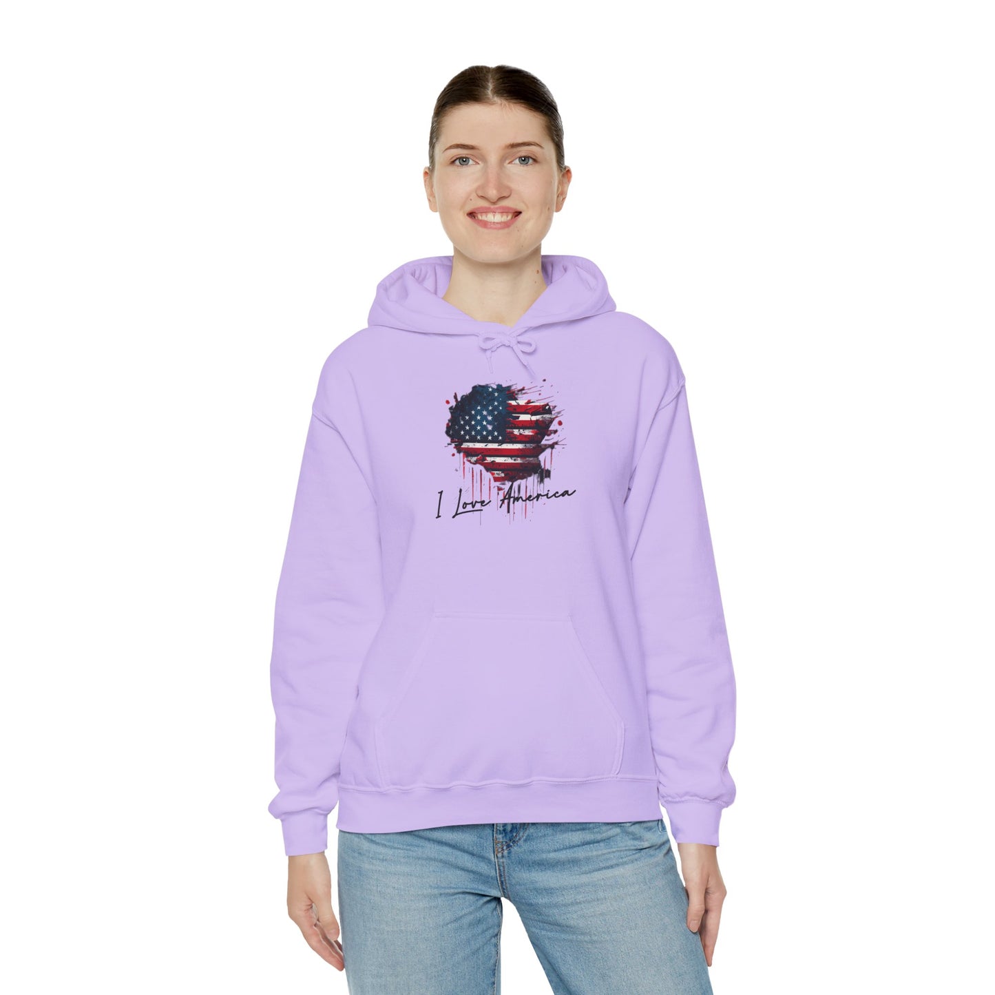 I Love America Heart Flag Unisex Hoodie Sweatshirt
