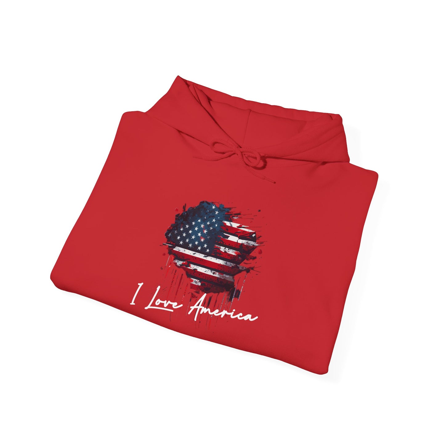 I Love America Heart Flag Unisex Hoodie Sweatshirt