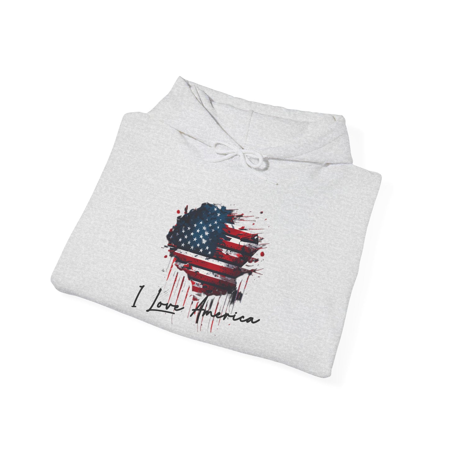 I Love America Heart Flag Unisex Hoodie Sweatshirt