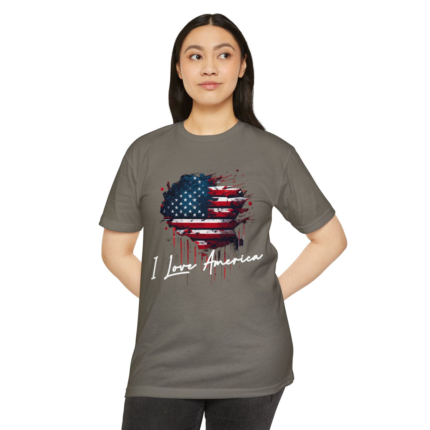 I Love America Heart Flag Unisex T-Shirt