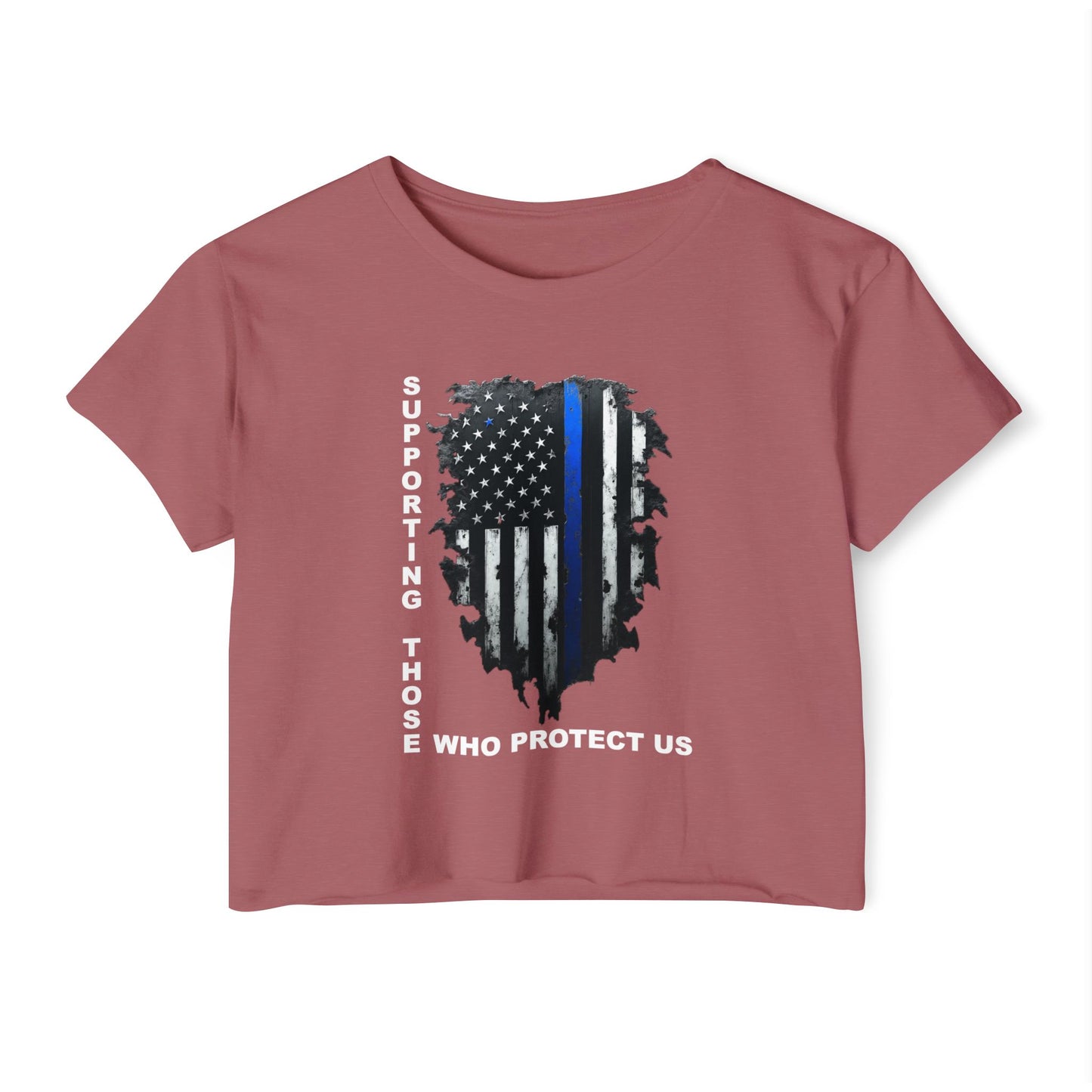 Supporting Those Who Protect Us Patriotic Crop Top