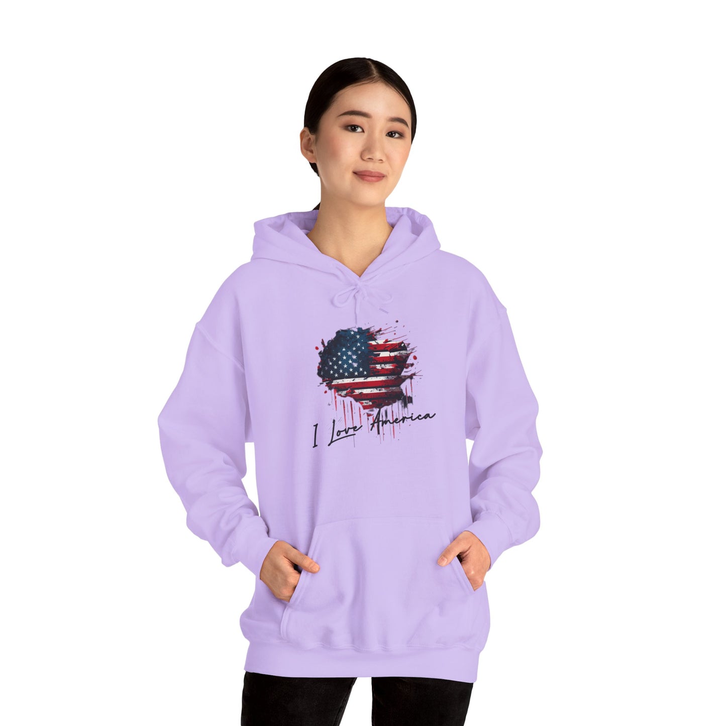 I Love America Heart Flag Unisex Hoodie Sweatshirt