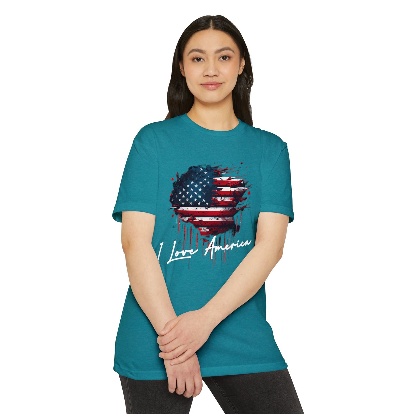 I Love America Heart Flag Unisex T-Shirt
