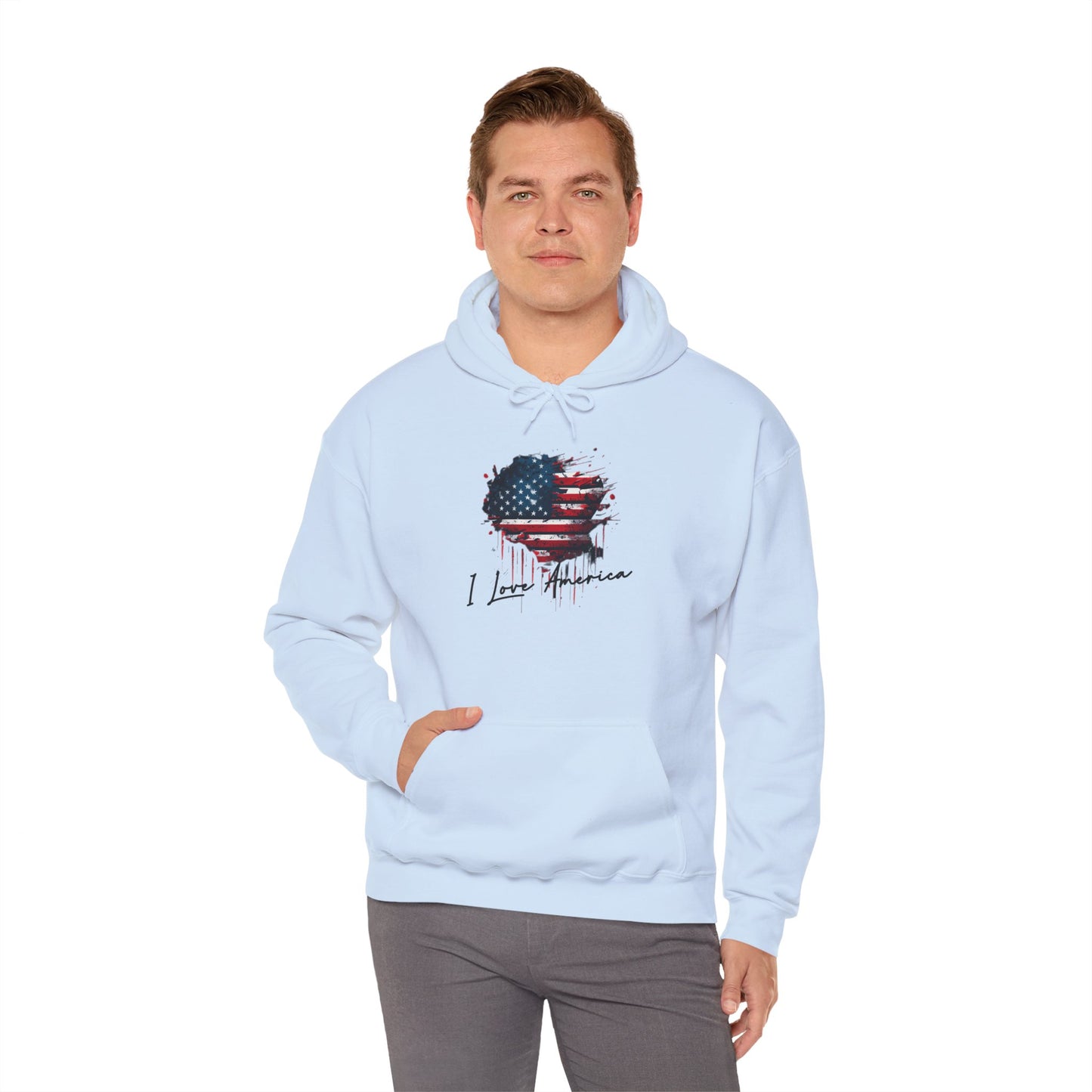 I Love America Heart Flag Unisex Hoodie Sweatshirt
