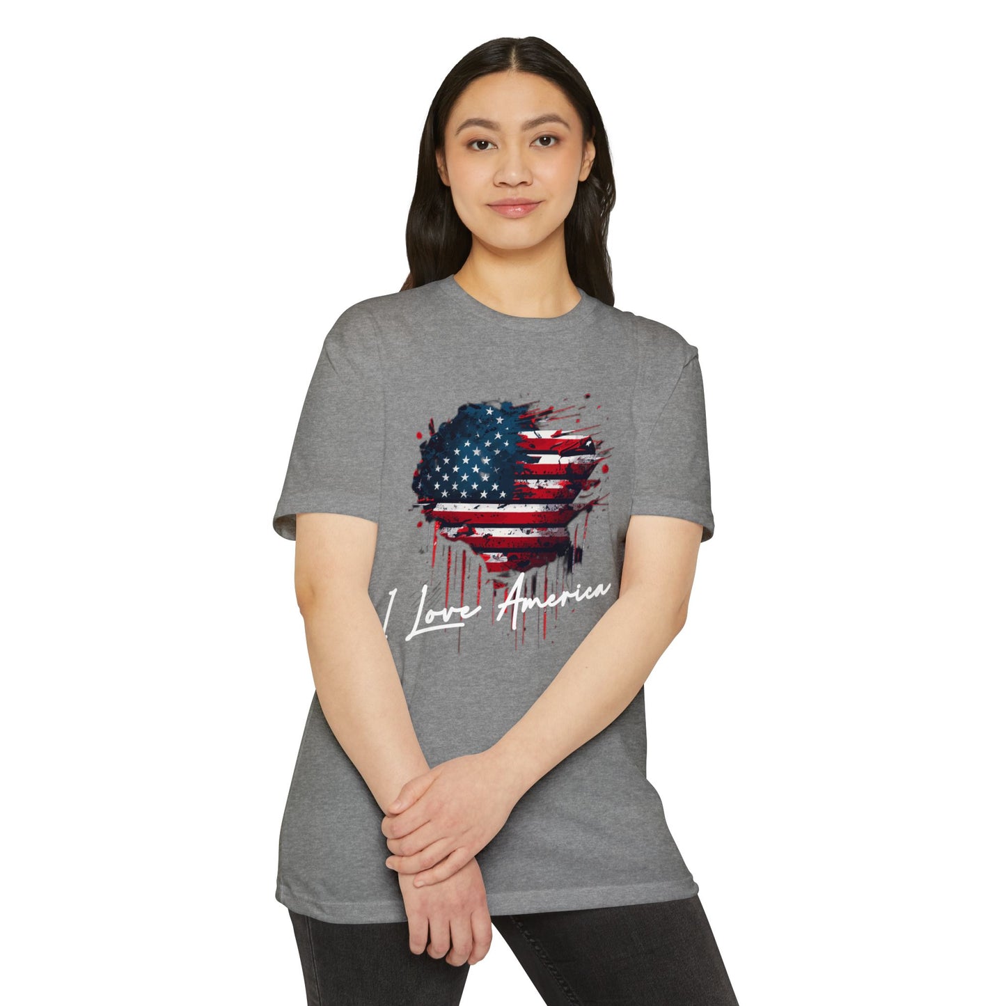 I Love America Heart Flag Unisex T-Shirt
