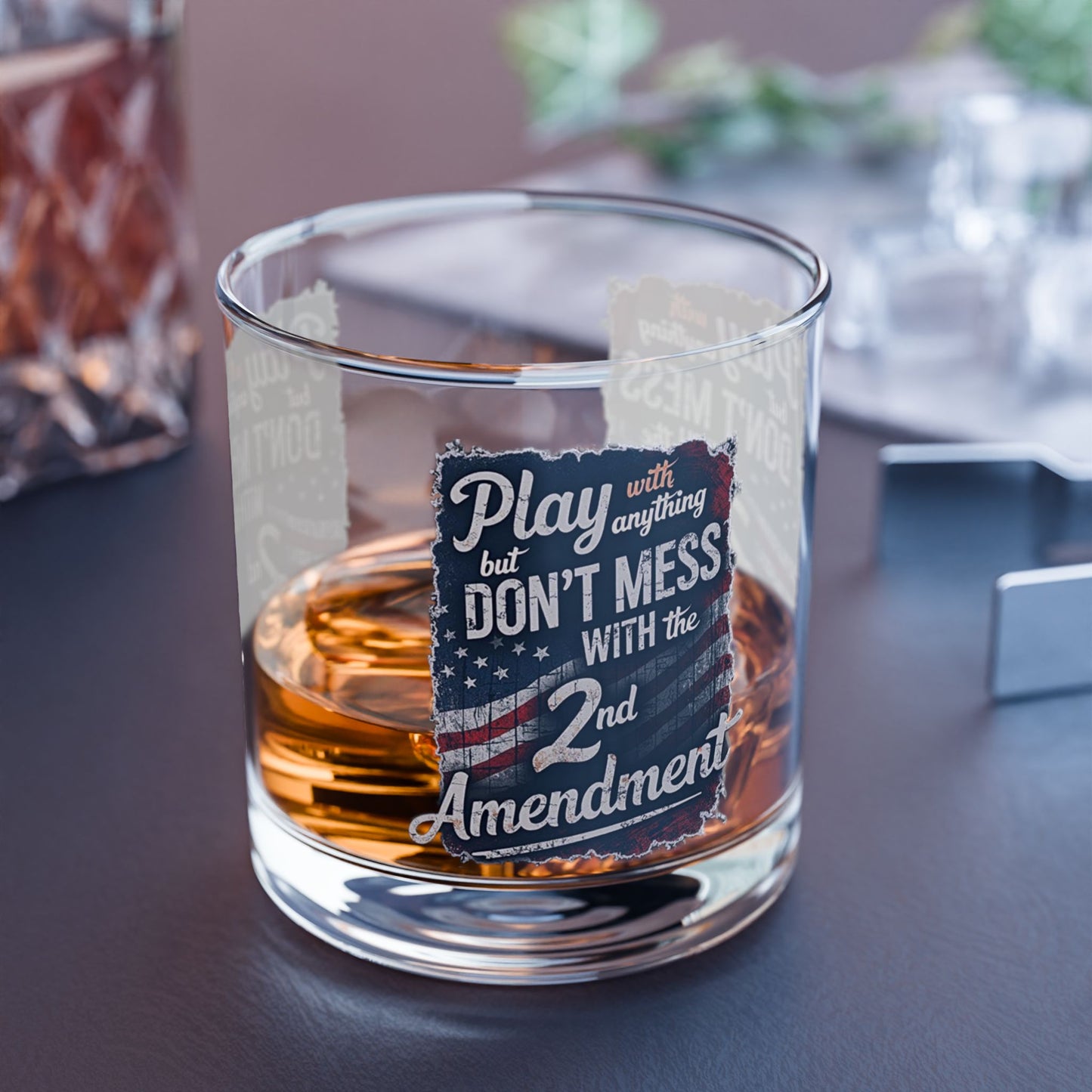 Don't Mess with the 2nd Amendment Patriotic Whiskey Glass