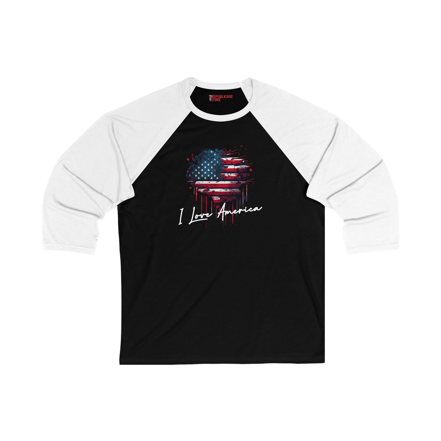 I Love America 3/4 Sleeve Unisex Baseball Tee