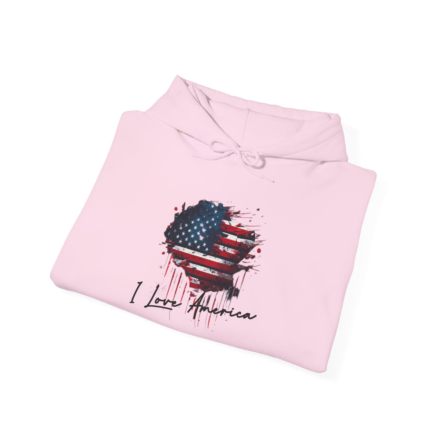 I Love America Heart Flag Unisex Hoodie Sweatshirt