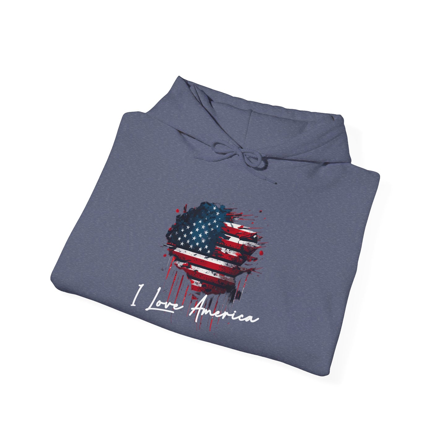 I Love America Heart Flag Unisex Hoodie Sweatshirt
