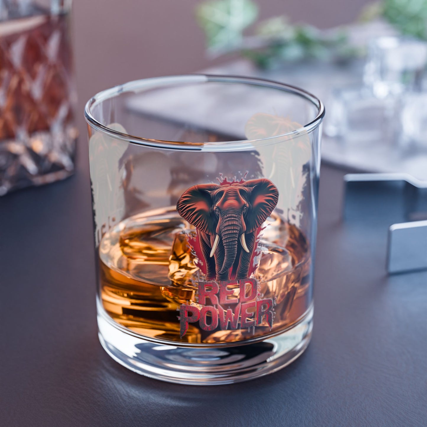 Red Power Patriotic Elephant Whiskey Glass