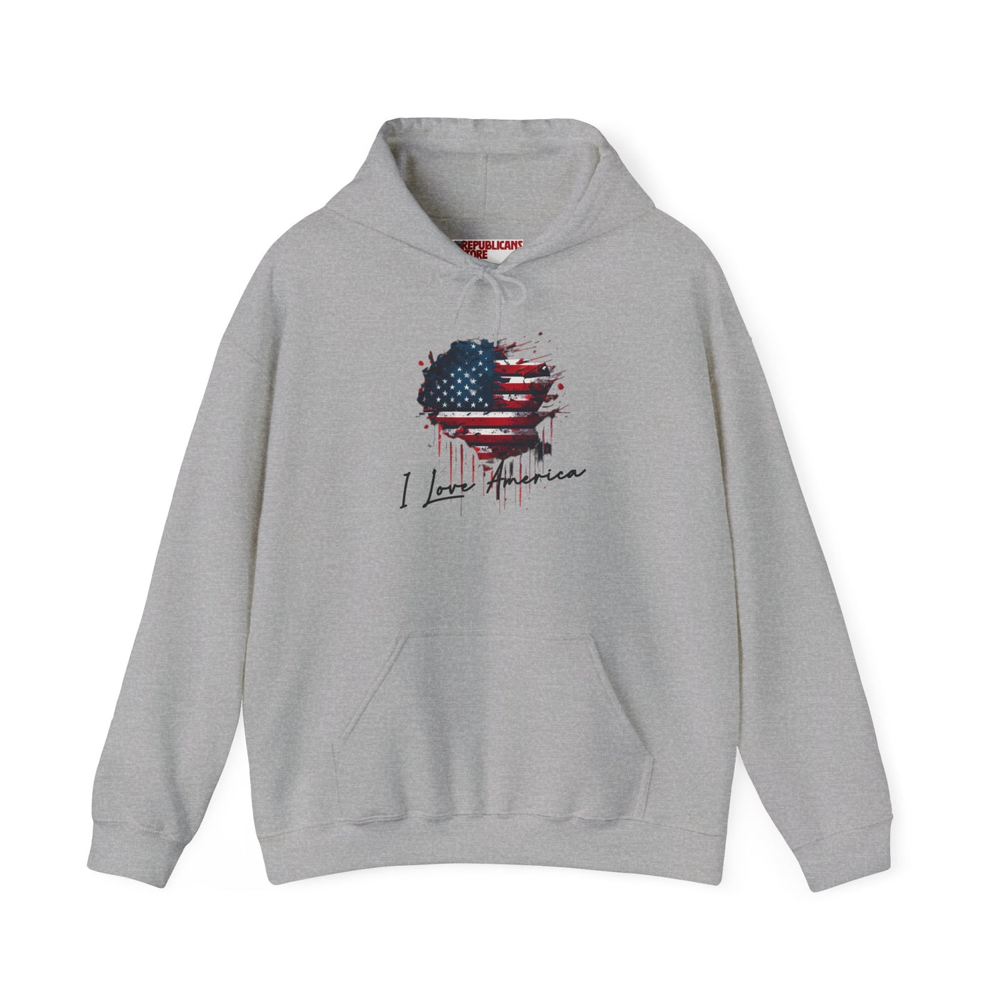 I Love America Heart Flag Unisex Hoodie Sweatshirt