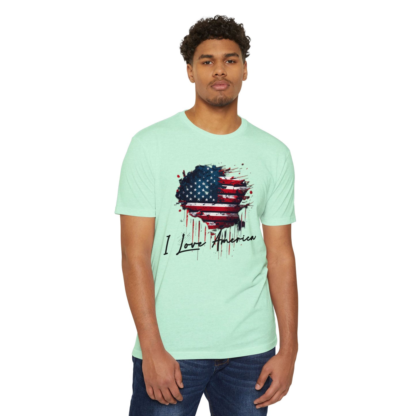 I Love America Heart Flag Unisex T-Shirt