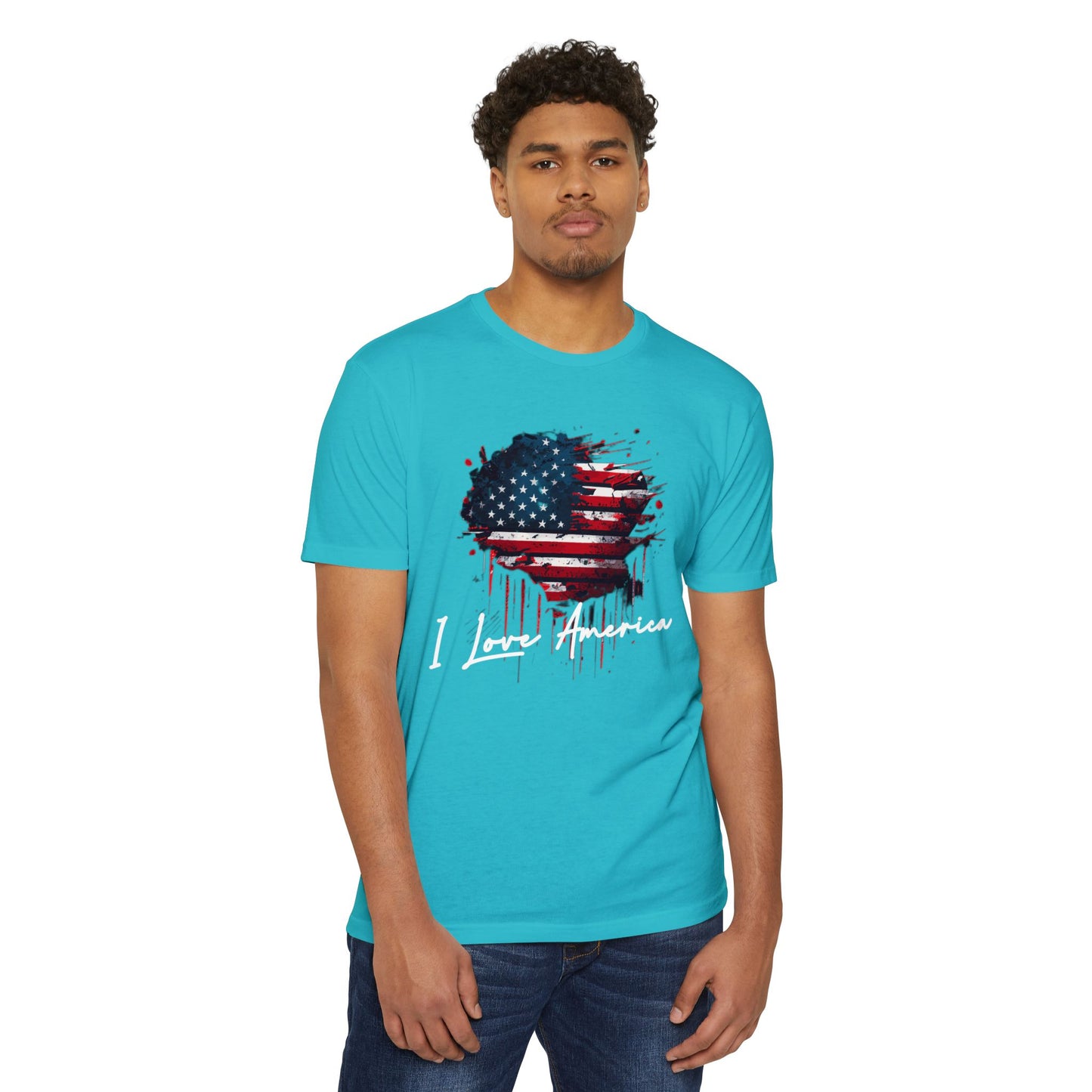 I Love America Heart Flag Unisex T-Shirt