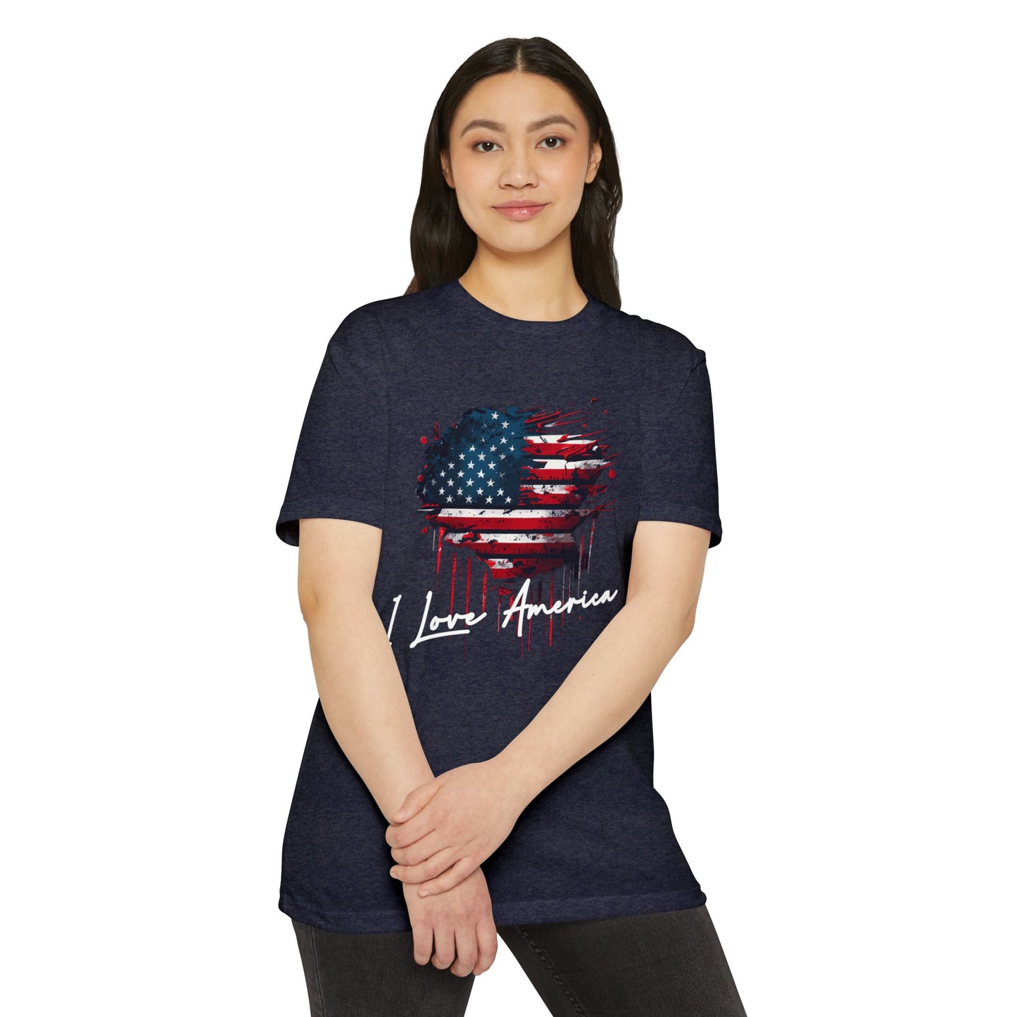 I Love America Heart Flag Unisex T-Shirt