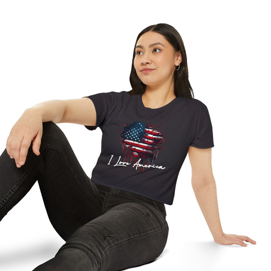 I Love America Heart Flag Crop Top
