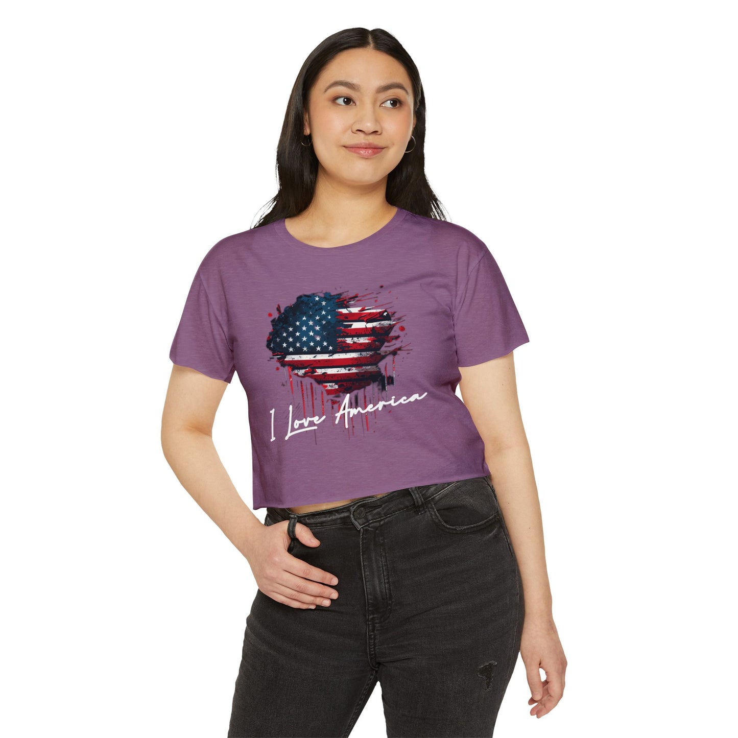 I Love America Heart Flag Crop Top