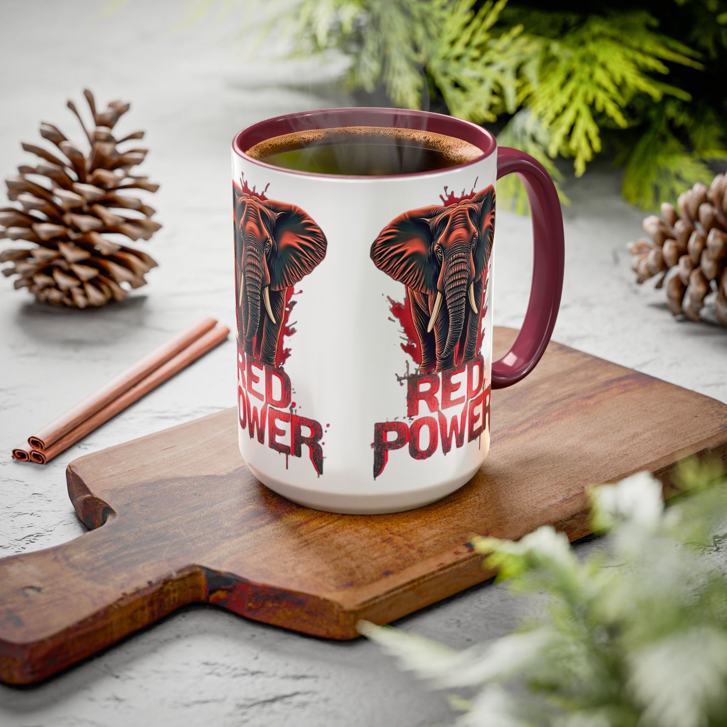 Red Power Patriotic Elephant Coffee Mug