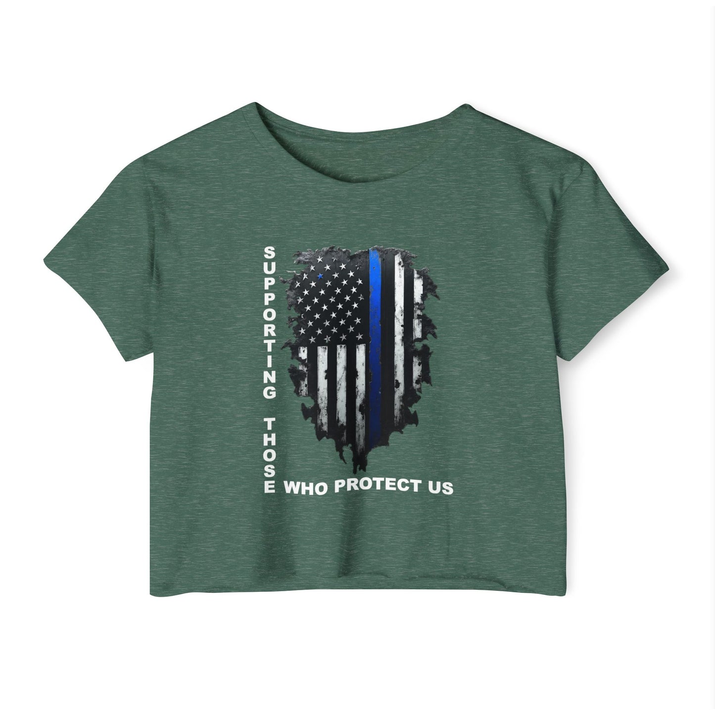 Supporting Those Who Protect Us Patriotic Crop Top