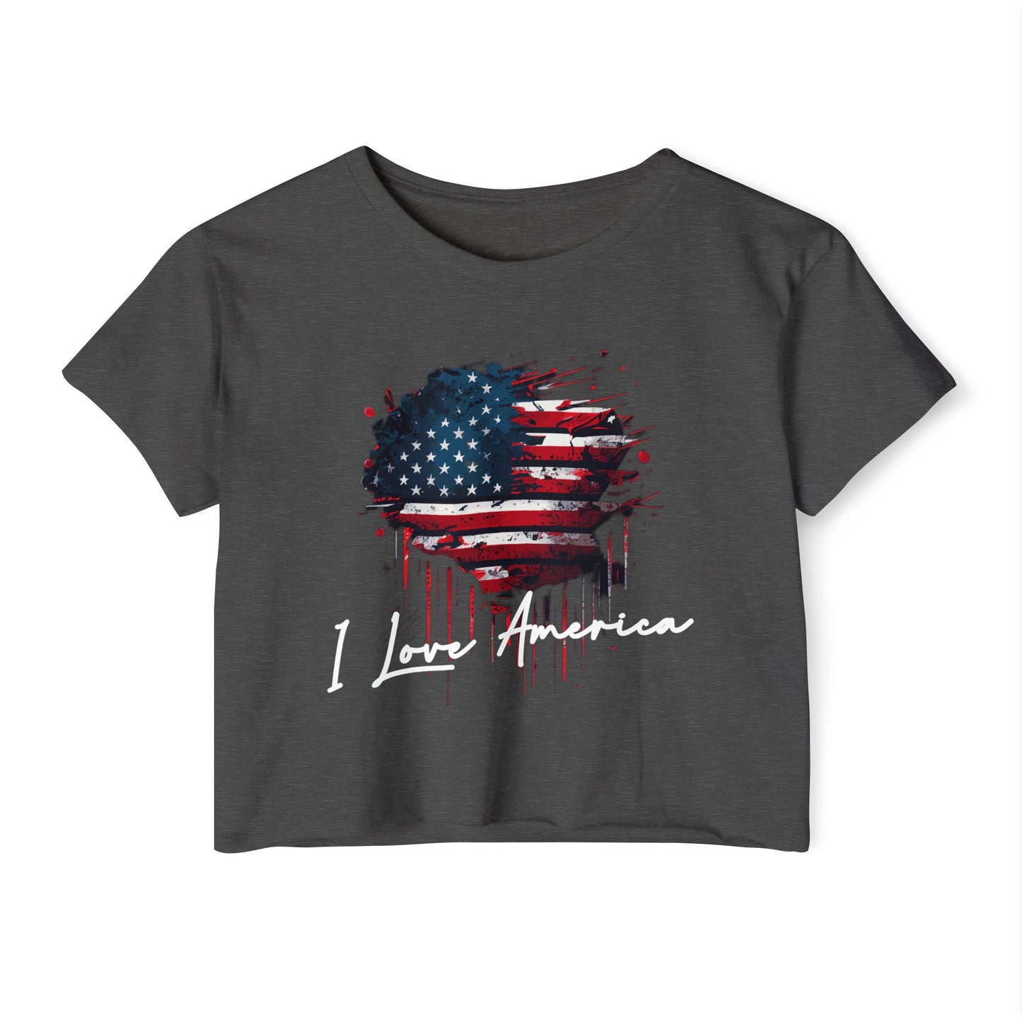 I Love America Heart Flag Crop Top