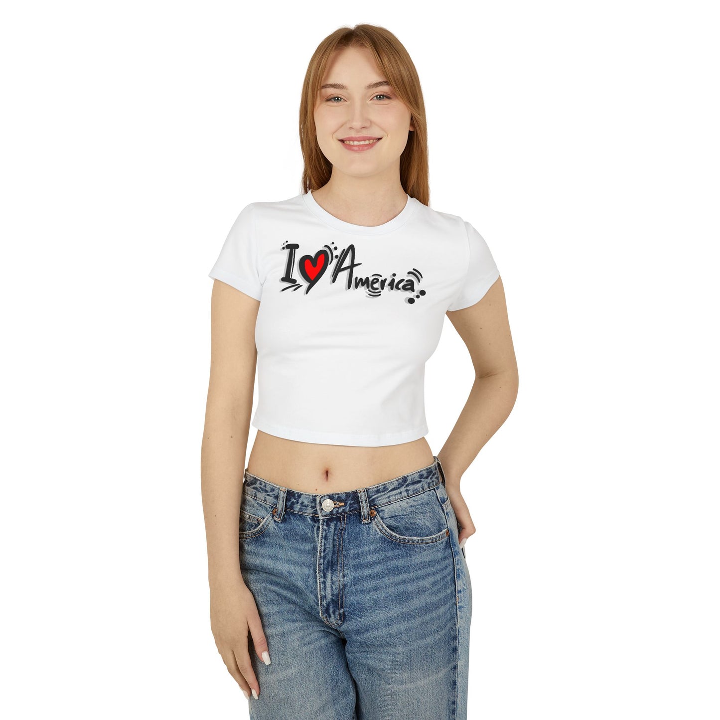 Women's Baby Tee - I Love America Design