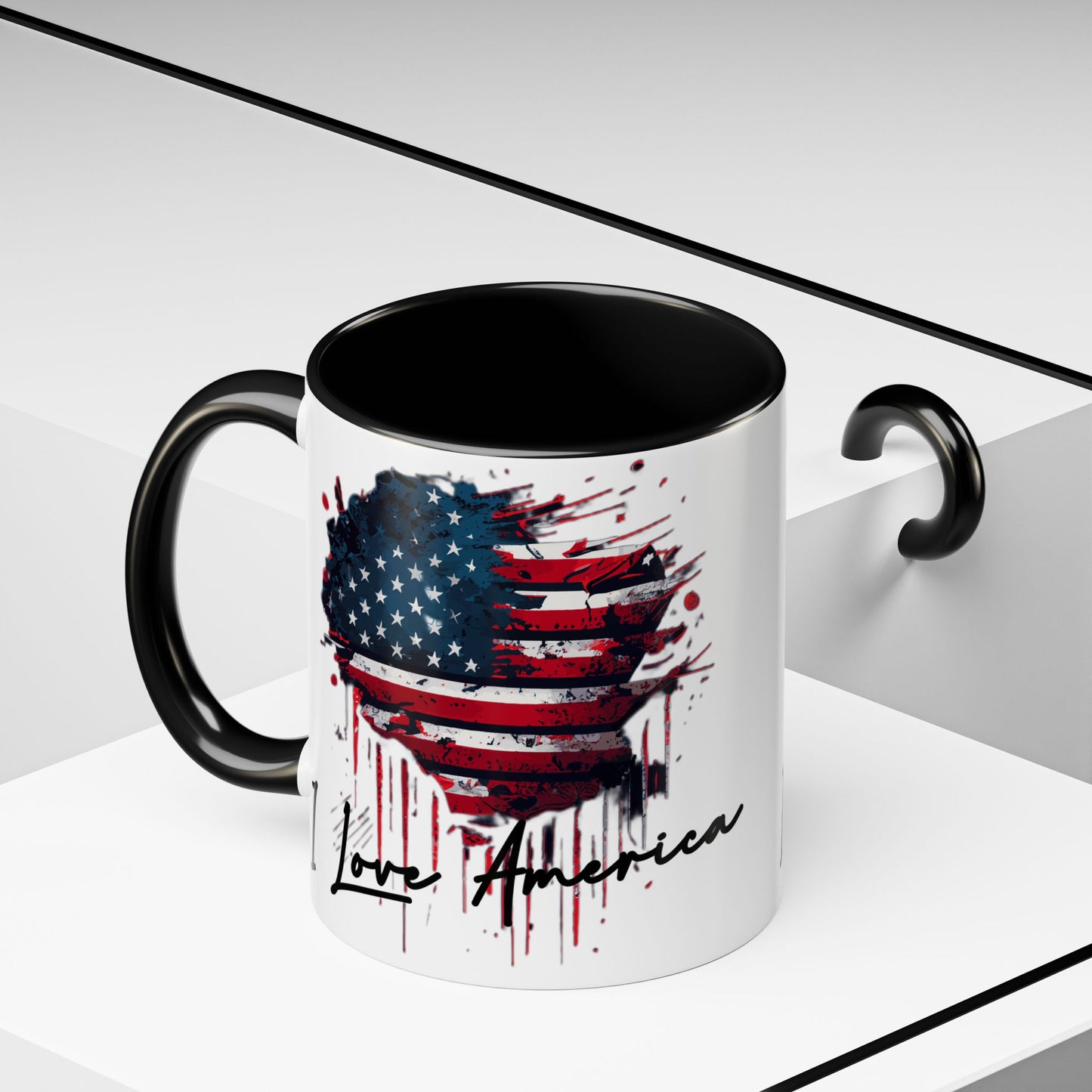 I Love America Heart Flag Coffee Mug