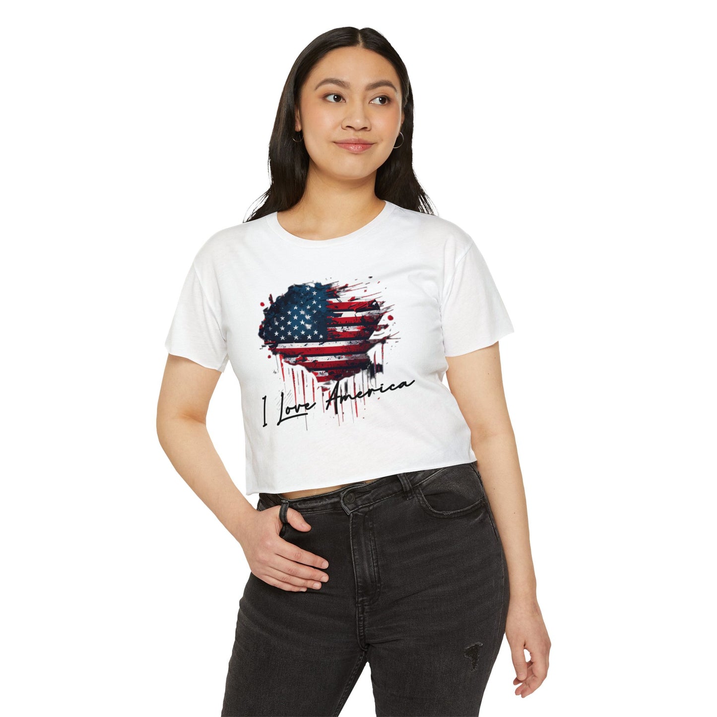 I Love America Heart Flag Crop Top