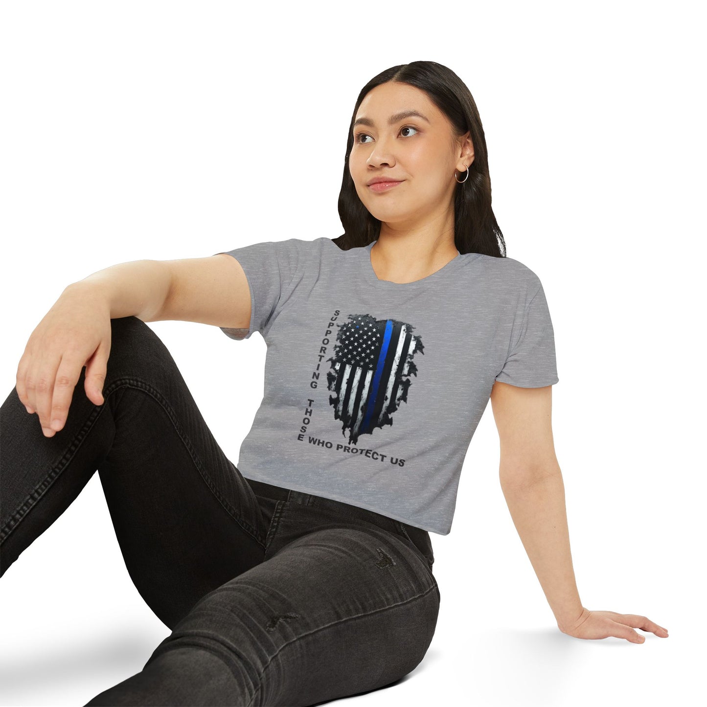 Supporting Those Who Protect Us Patriotic Crop Top