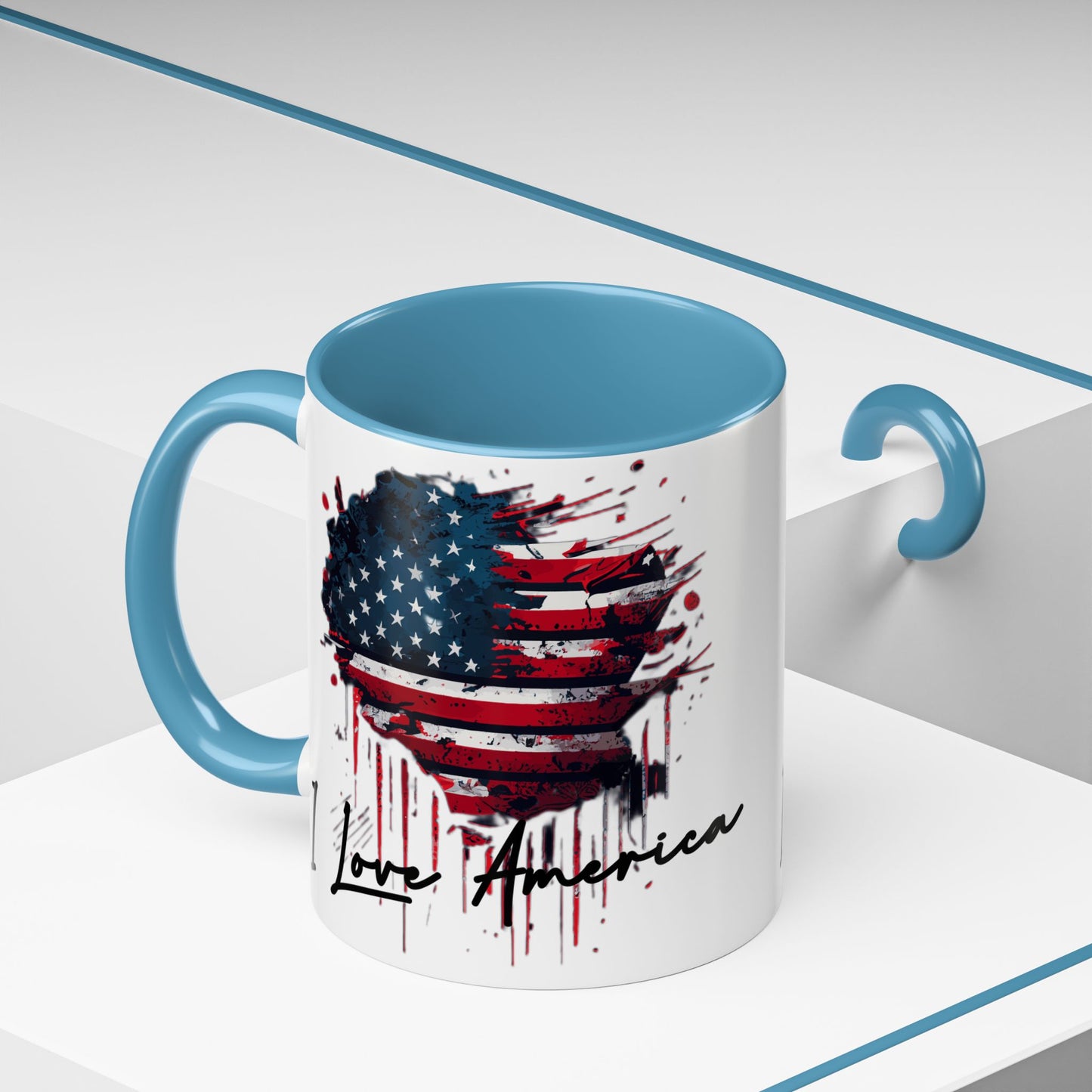 I Love America Heart Flag Coffee Mug