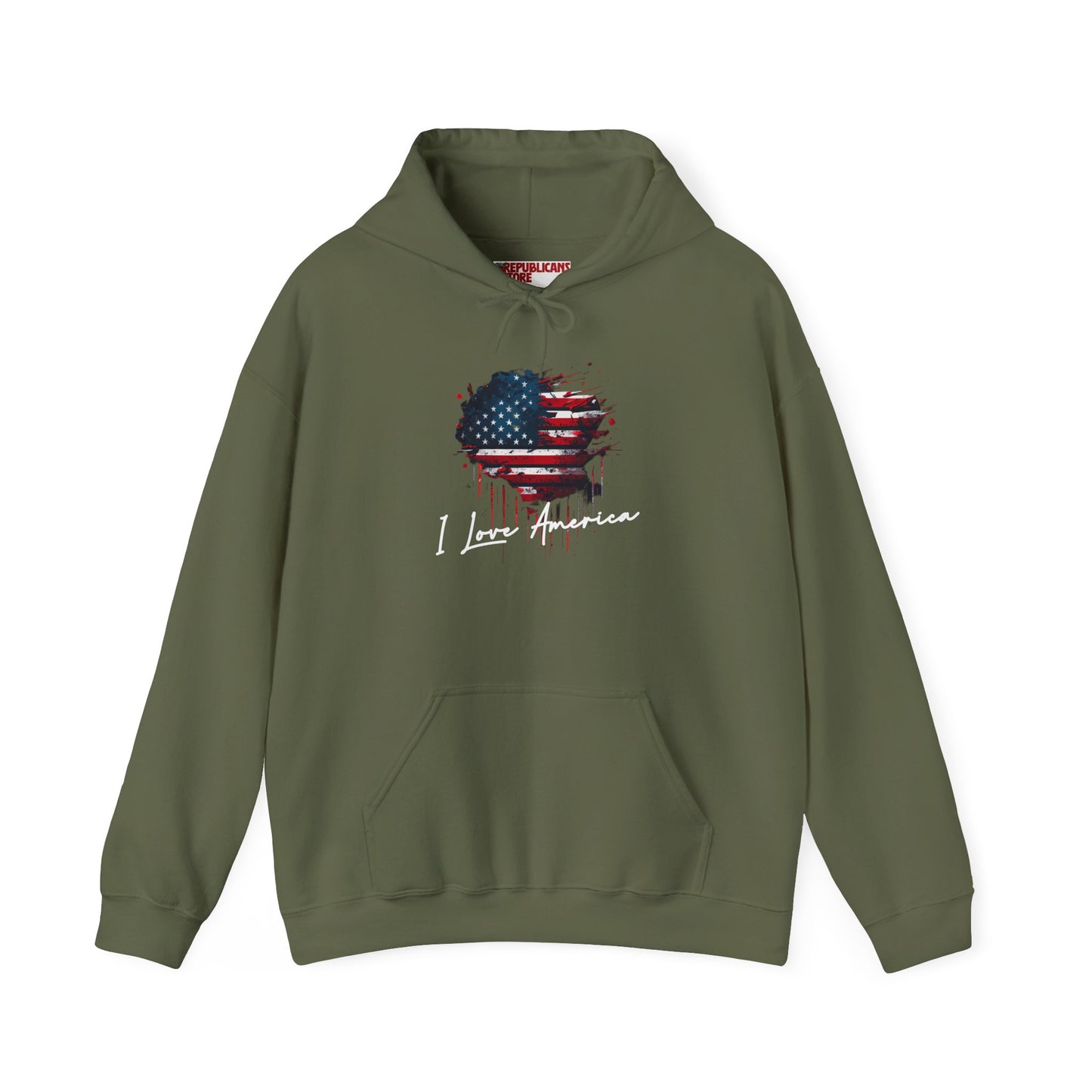 I Love America Heart Flag Unisex Hoodie Sweatshirt
