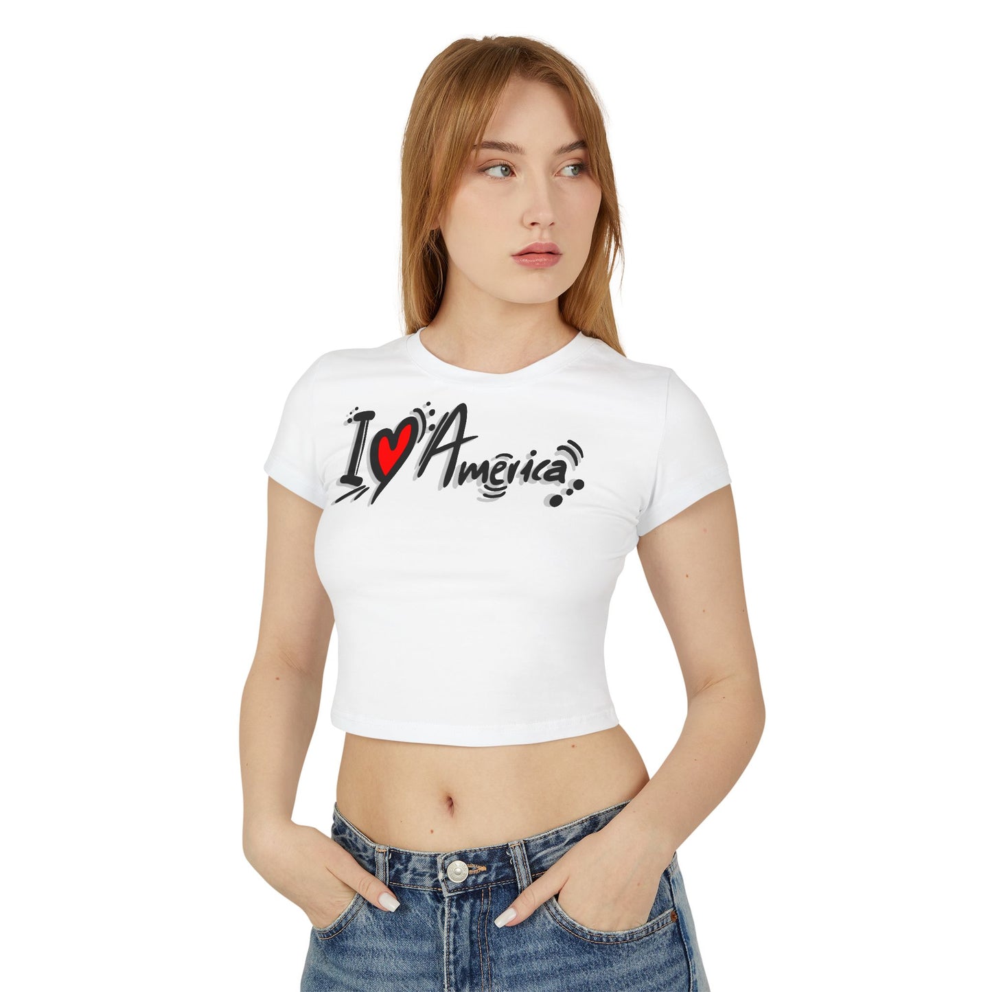 Women's Baby Tee - I Love America Design