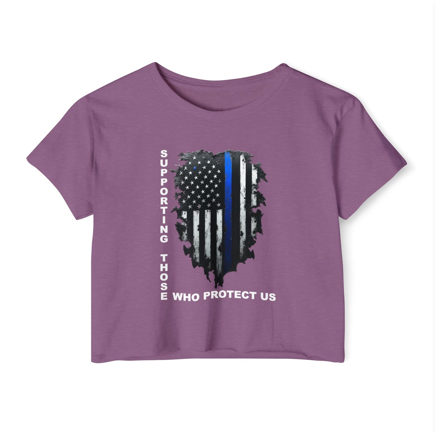 Supporting Those Who Protect Us Patriotic Crop Top