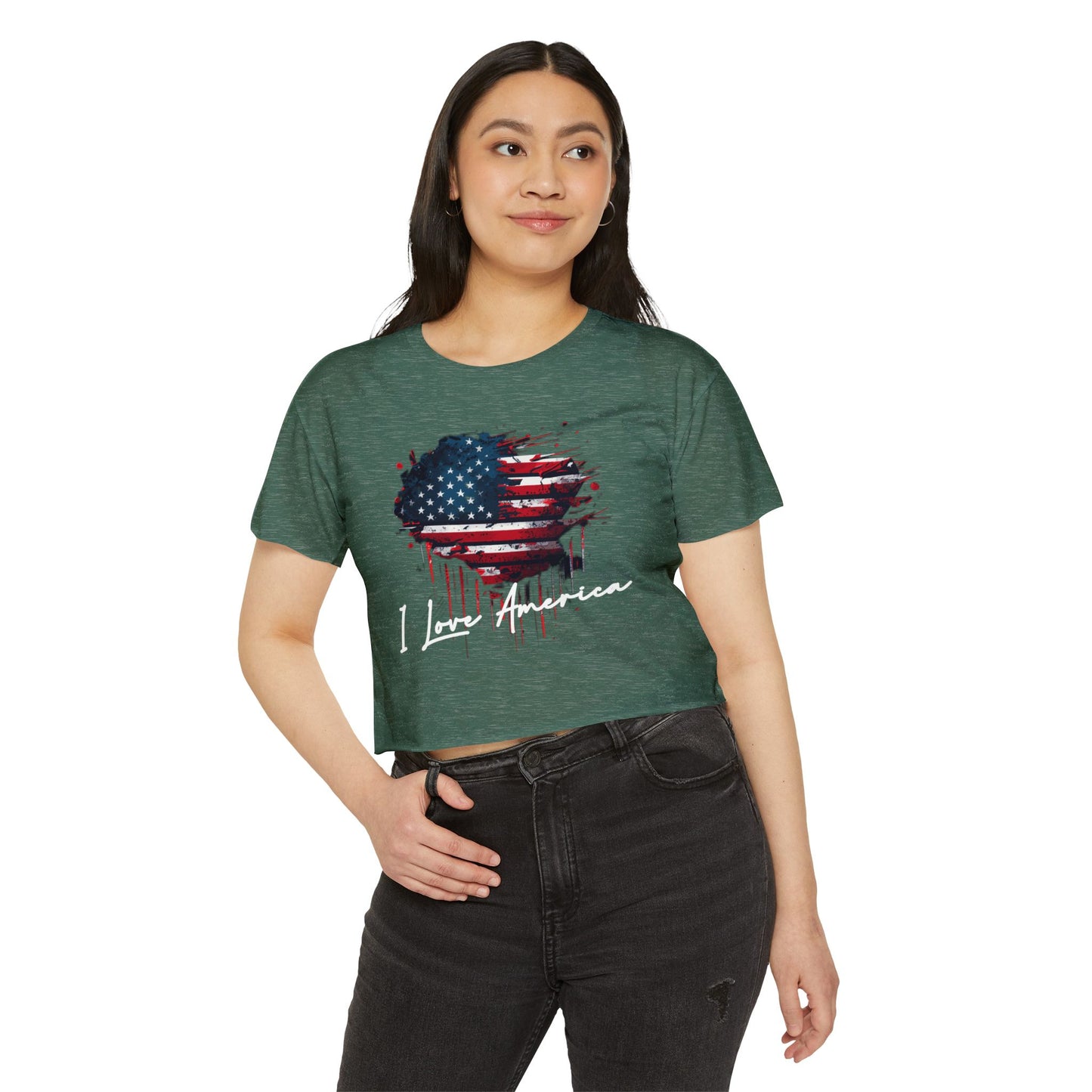 I Love America Heart Flag Crop Top
