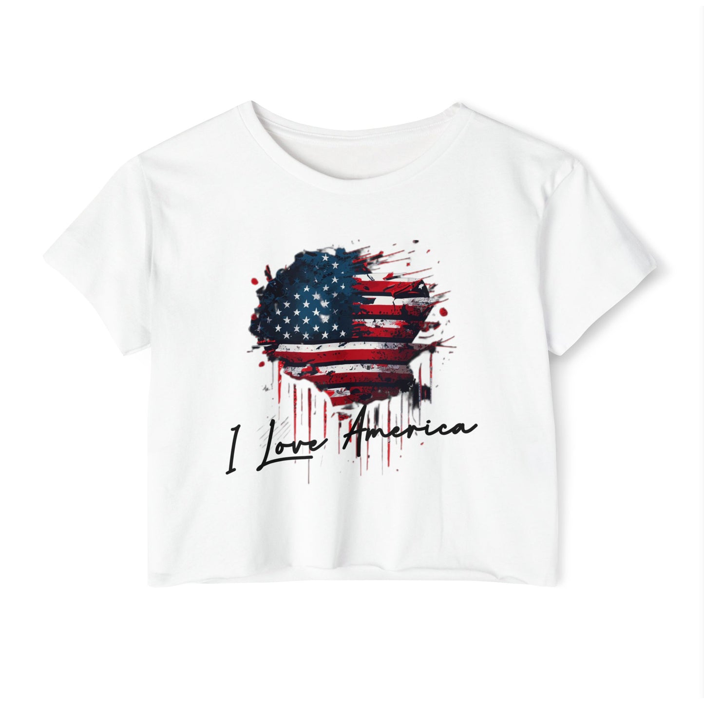 I Love America Heart Flag Crop Top